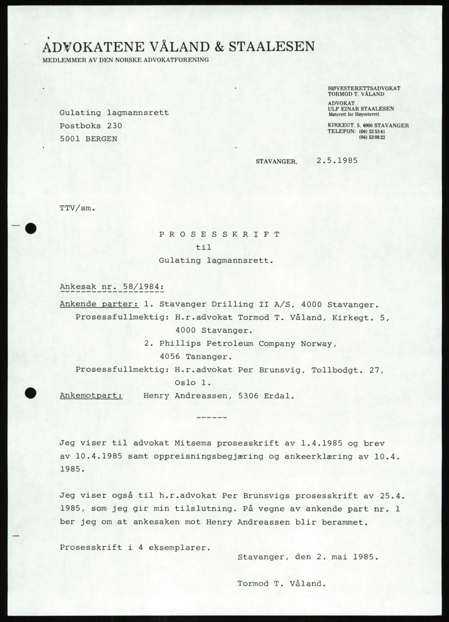 Pa 1503 - Stavanger Drilling AS, AV/SAST-A-101906/Da/L0001: Alexander L. Kielland - Begrensningssak Stavanger byrett, 1986, p. 319