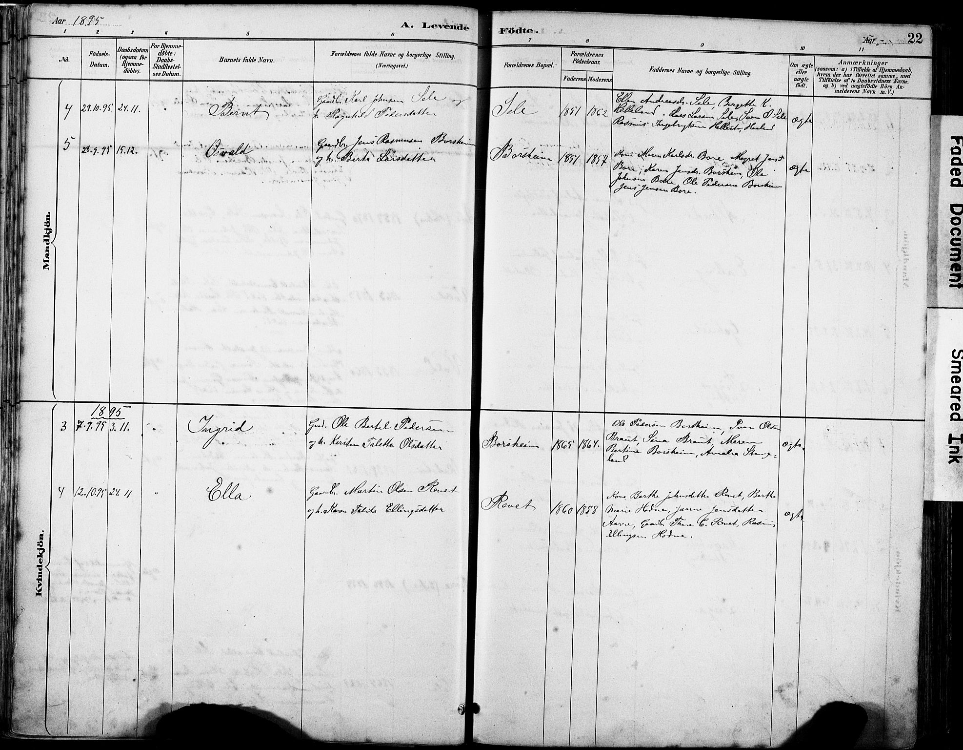 Klepp sokneprestkontor, AV/SAST-A-101803/001/3/30BA/L0008: Parish register (official) no. A 9, 1886-1919, p. 22