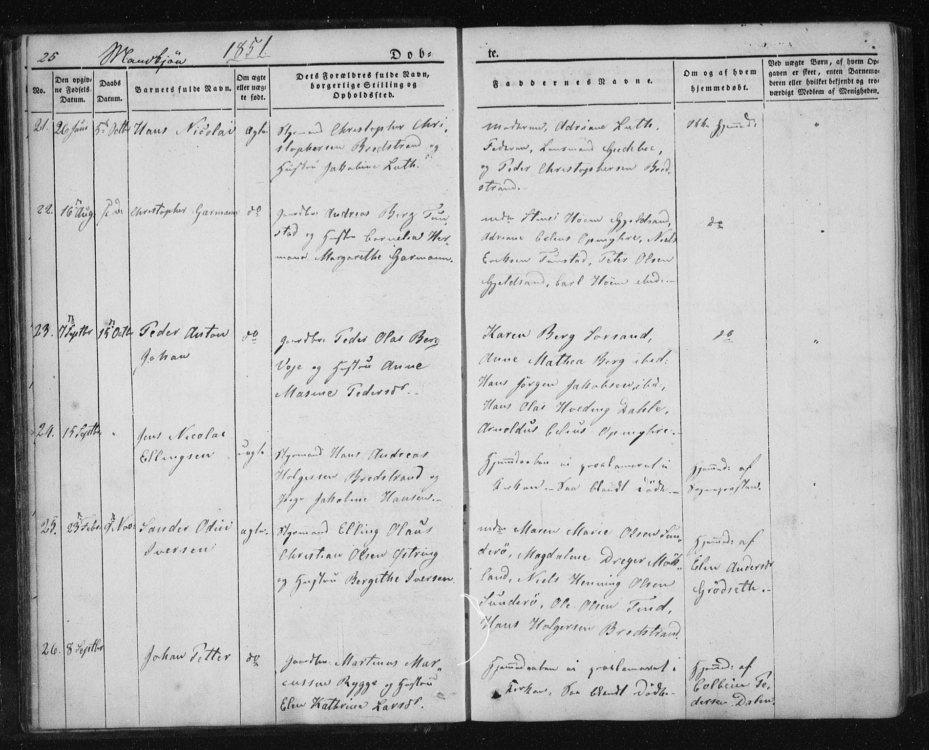 Ministerialprotokoller, klokkerbøker og fødselsregistre - Nordland, SAT/A-1459/893/L1332: Parish register (official) no. 893A05, 1841-1858, p. 25