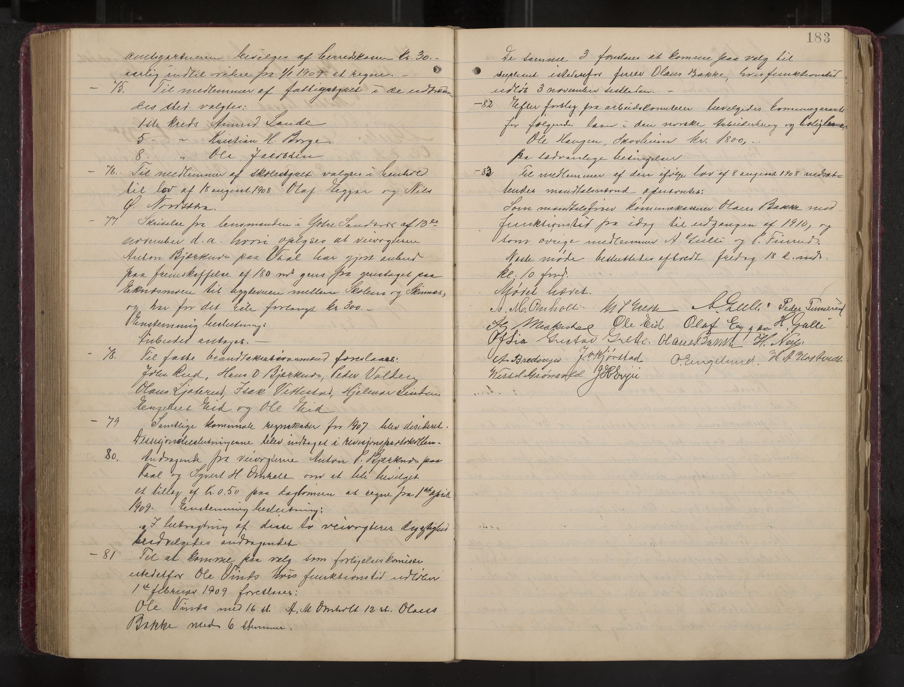 Ytre Sandsvær formannskap og sentraladministrasjon, IKAK/0629021/A/Aa/L0001: Møtebok med register, 1902-1919, p. 183