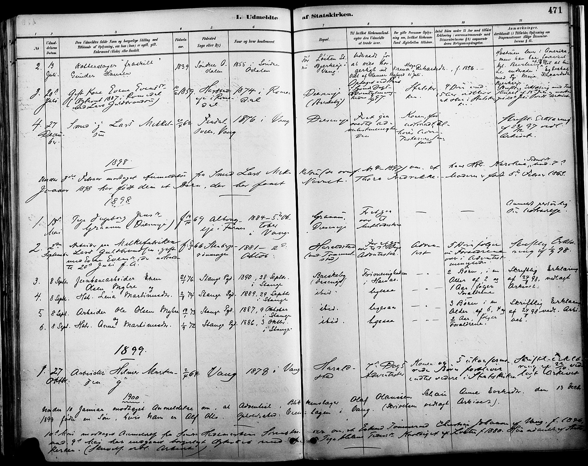 Vang prestekontor, Hedmark, SAH/PREST-008/H/Ha/Haa/L0019A: Parish register (official) no. 19, 1886-1900, p. 471