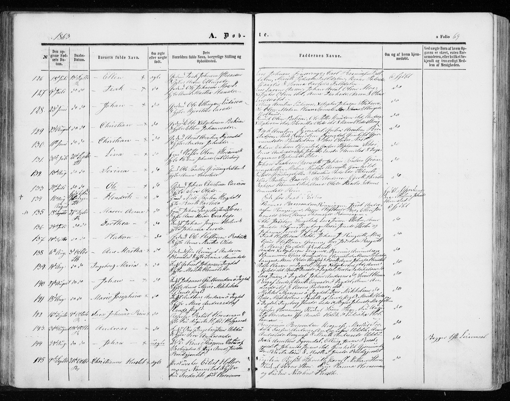 Ministerialprotokoller, klokkerbøker og fødselsregistre - Sør-Trøndelag, SAT/A-1456/646/L0612: Parish register (official) no. 646A10, 1858-1869, p. 69