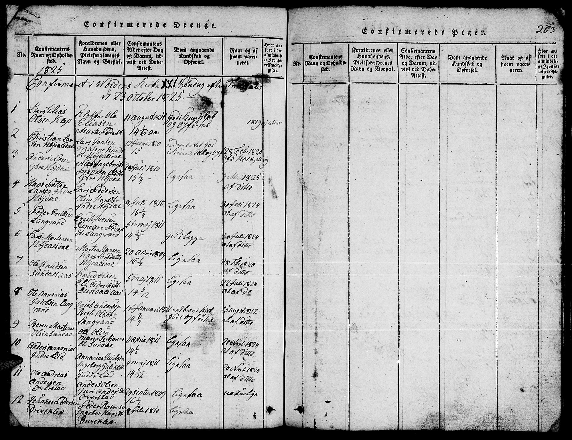 Ministerialprotokoller, klokkerbøker og fødselsregistre - Møre og Romsdal, AV/SAT-A-1454/511/L0155: Parish register (copy) no. 511C01, 1817-1829, p. 263