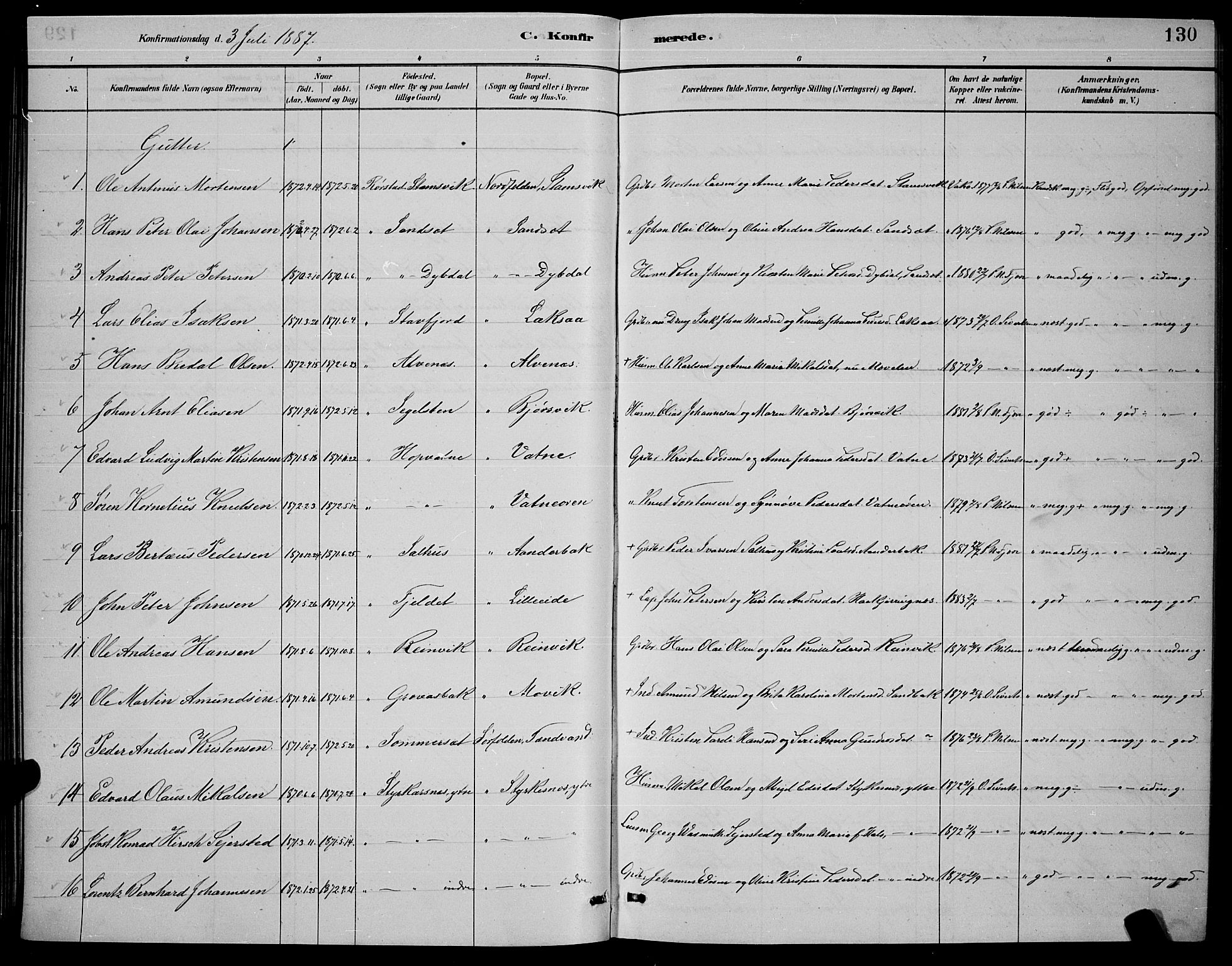 Ministerialprotokoller, klokkerbøker og fødselsregistre - Nordland, AV/SAT-A-1459/853/L0772: Parish register (official) no. 853A11, 1881-1900, p. 130