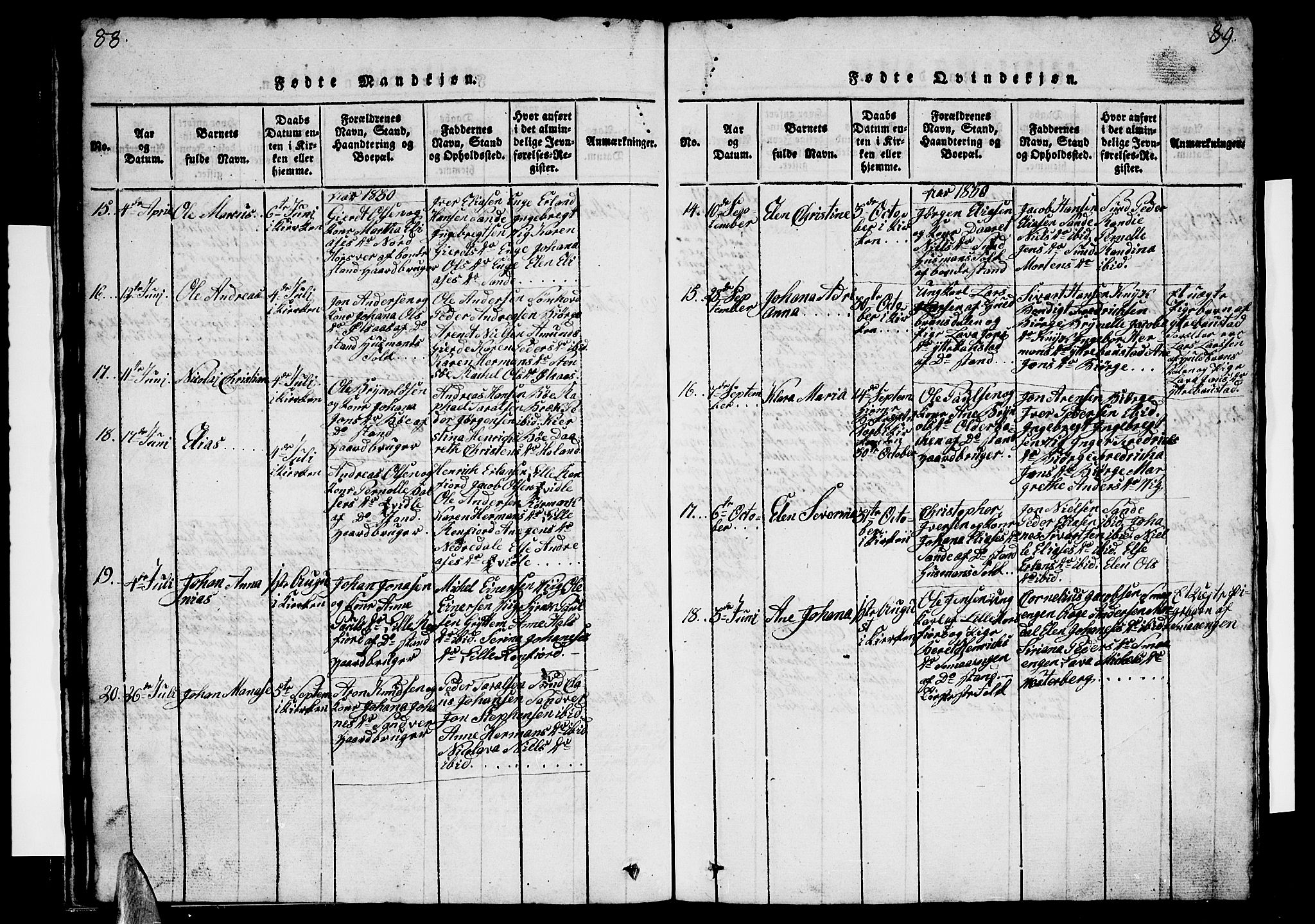 Ministerialprotokoller, klokkerbøker og fødselsregistre - Nordland, AV/SAT-A-1459/812/L0186: Parish register (copy) no. 812C04, 1820-1849, p. 88-89