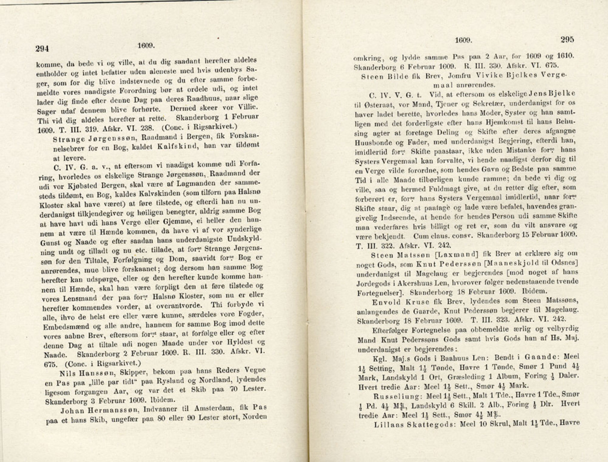 Publikasjoner utgitt av Det Norske Historiske Kildeskriftfond, PUBL/-/-/-: Norske Rigs-Registranter, bind 4, 1603-1618, p. 294-295