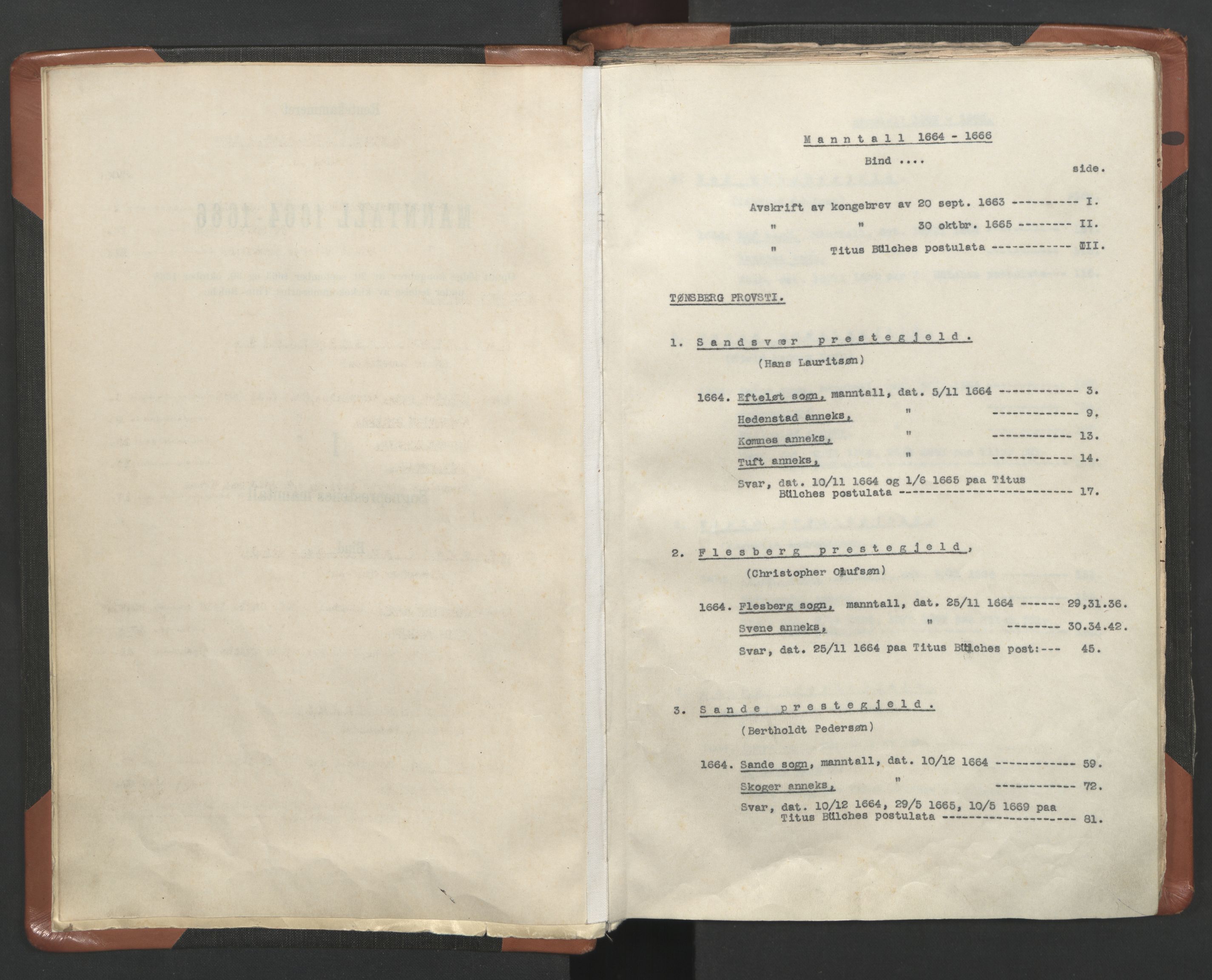 RA, Vicar's Census 1664-1666, no. 10: Tønsberg deanery, 1664-1666