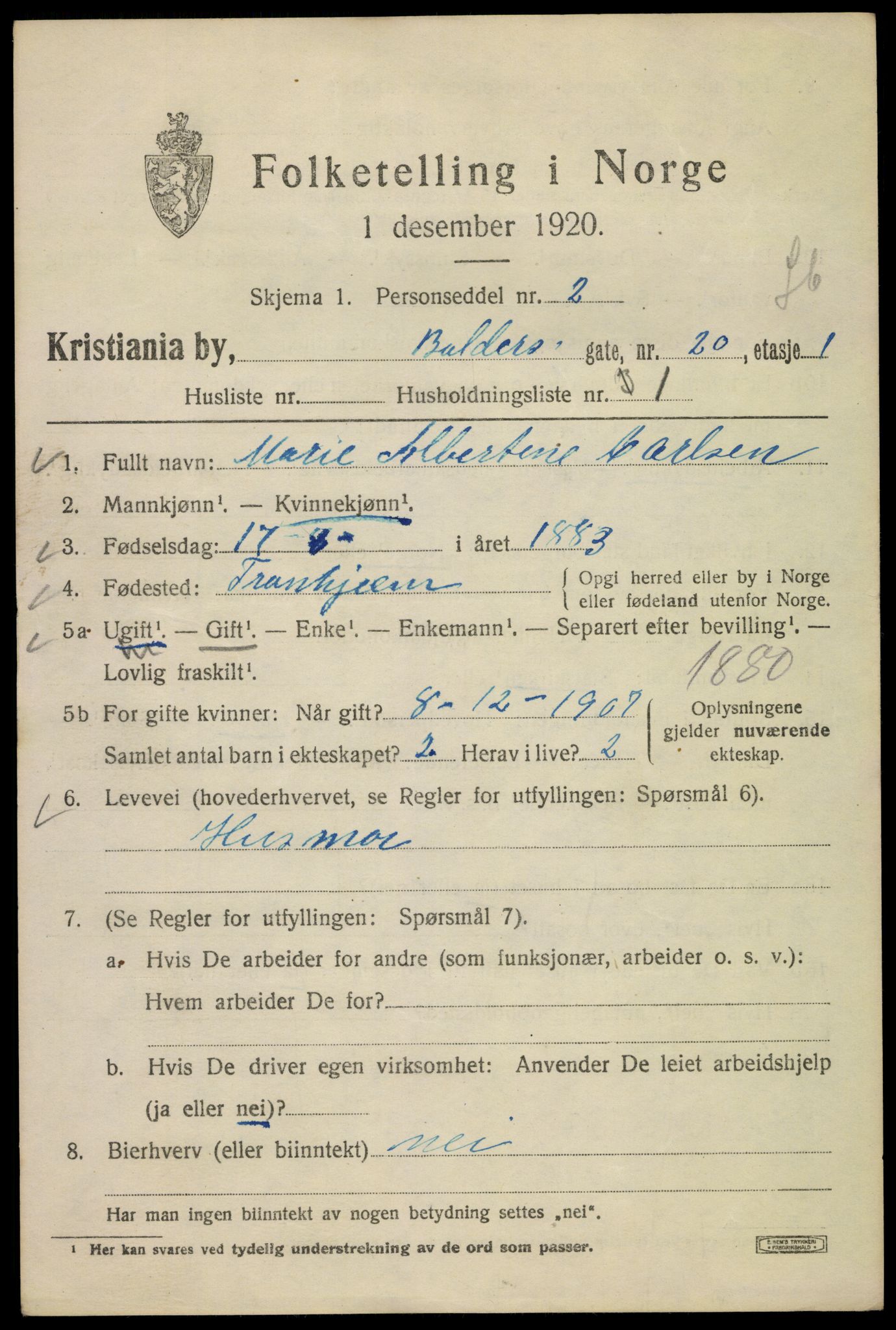 SAO, 1920 census for Kristiania, 1920, p. 150141