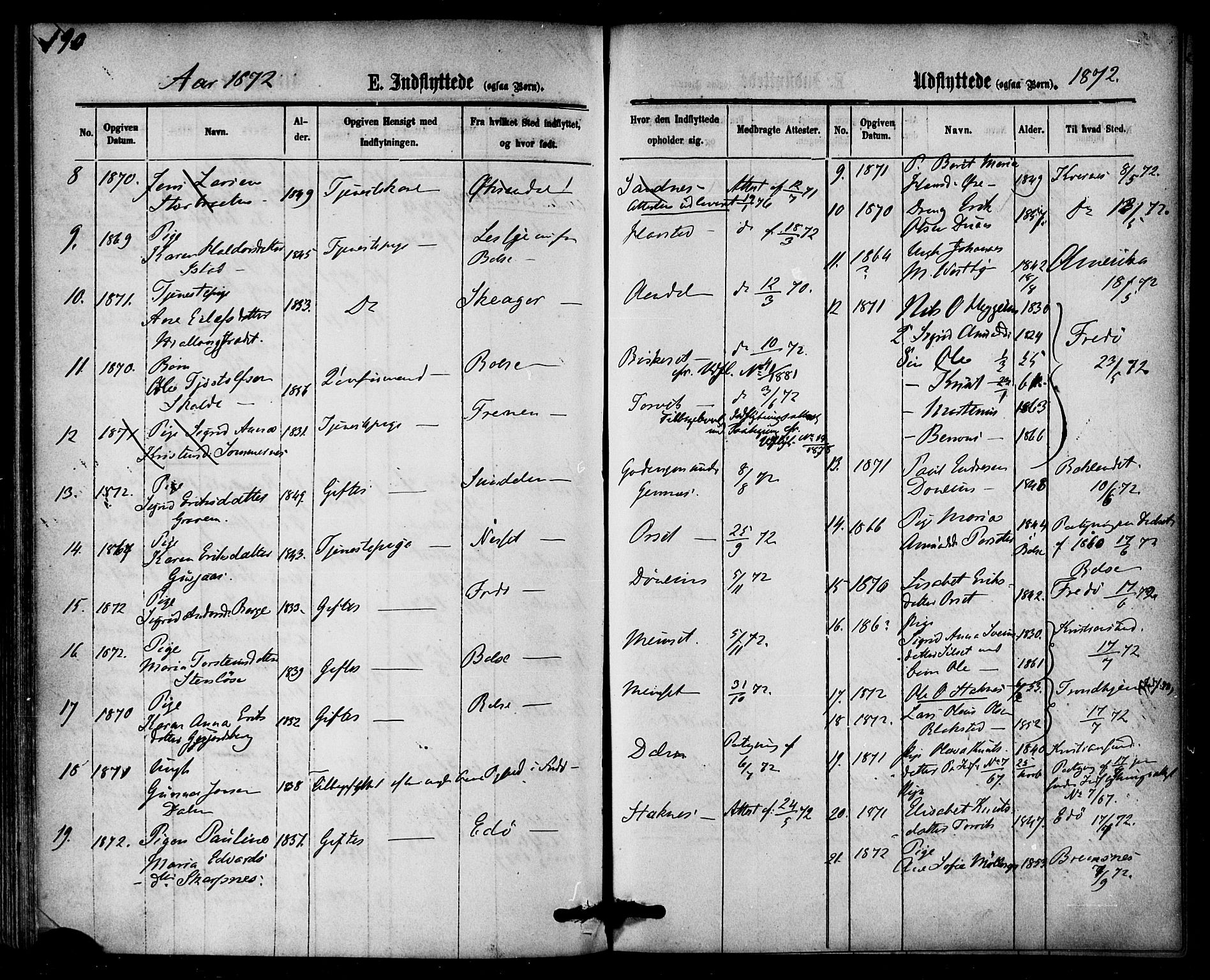 Ministerialprotokoller, klokkerbøker og fødselsregistre - Møre og Romsdal, AV/SAT-A-1454/584/L0966: Parish register (official) no. 584A06, 1869-1878, p. 190