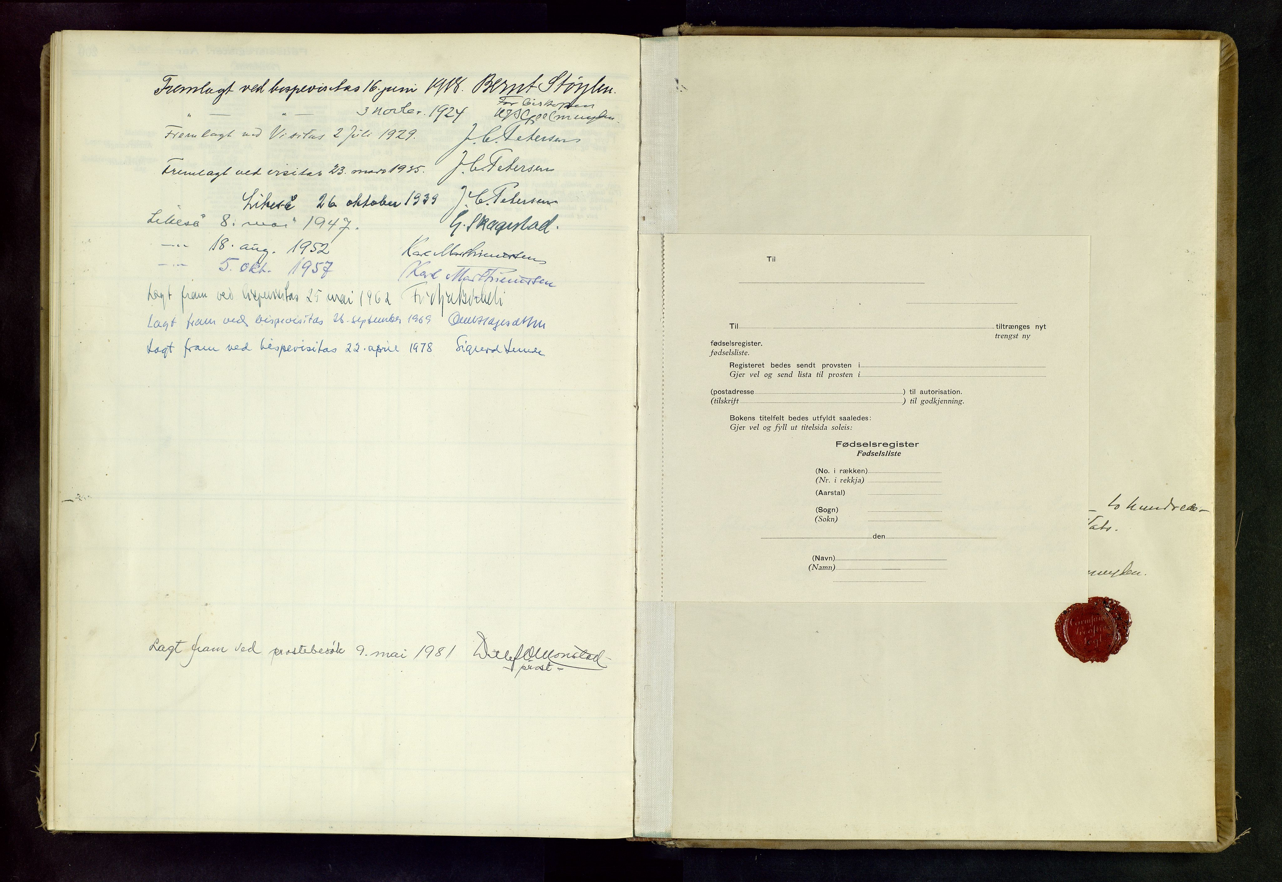 Skjold sokneprestkontor, AV/SAST-A-101847/I/Id/L0003: Birth register no. 3, 1917-1982