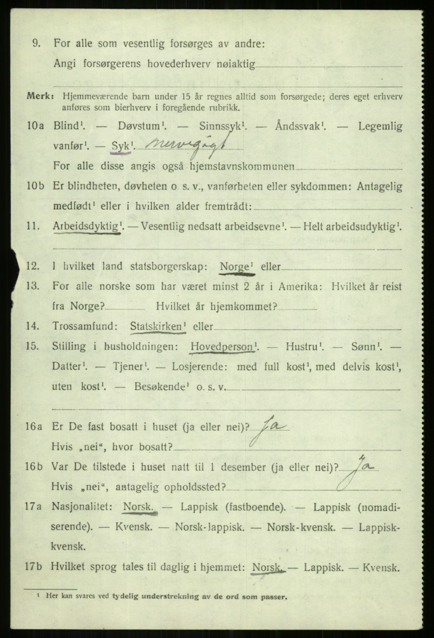 SATØ, 1920 census for Bardu, 1920, p. 947