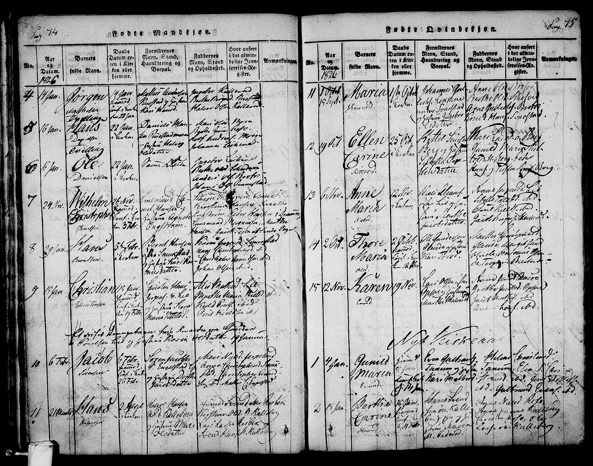 Lardal kirkebøker, SAKO/A-350/F/Fa/L0005: Parish register (official) no. I 5, 1814-1835, p. 74-75