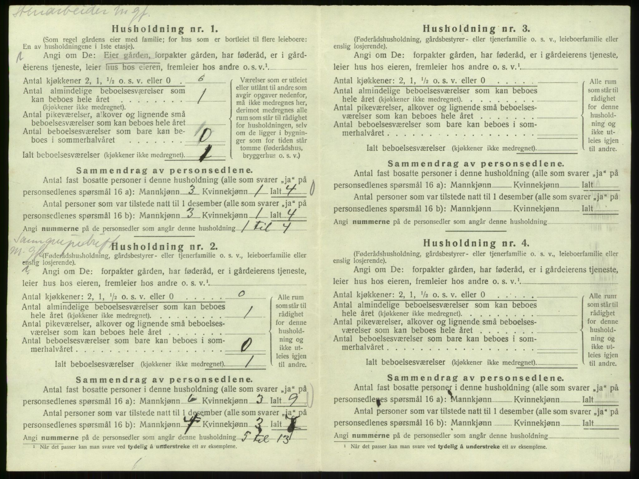 SAB, 1920 census for Bruvik, 1920, p. 1068