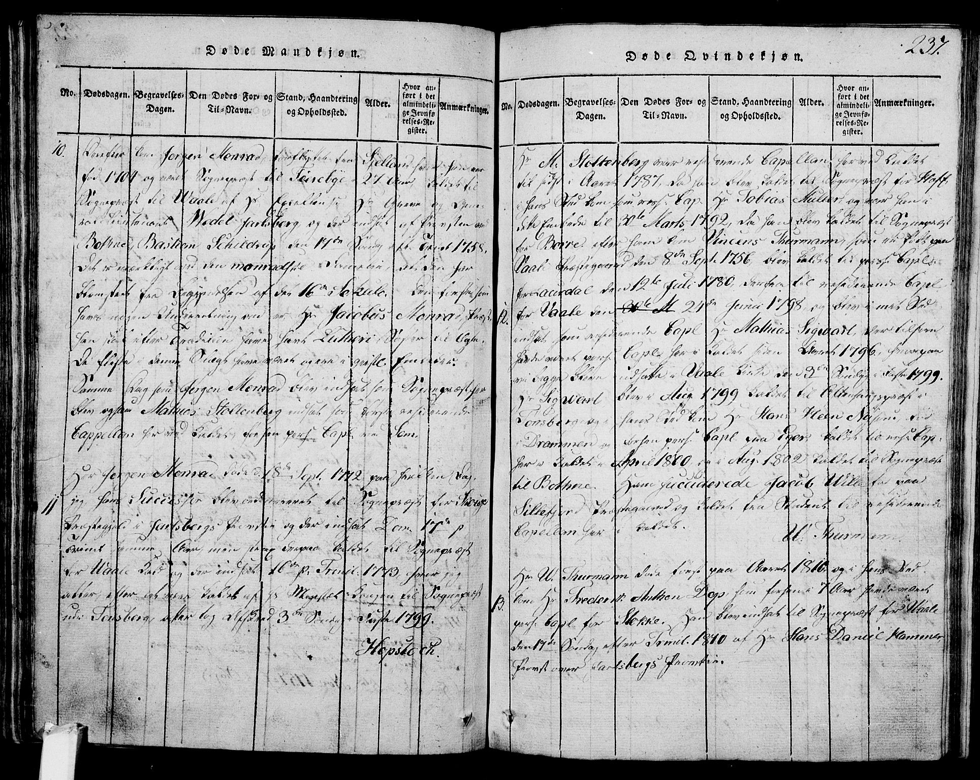 Våle kirkebøker, AV/SAKO-A-334/G/Ga/L0001: Parish register (copy) no. I 1, 1814-1824, p. 236-237