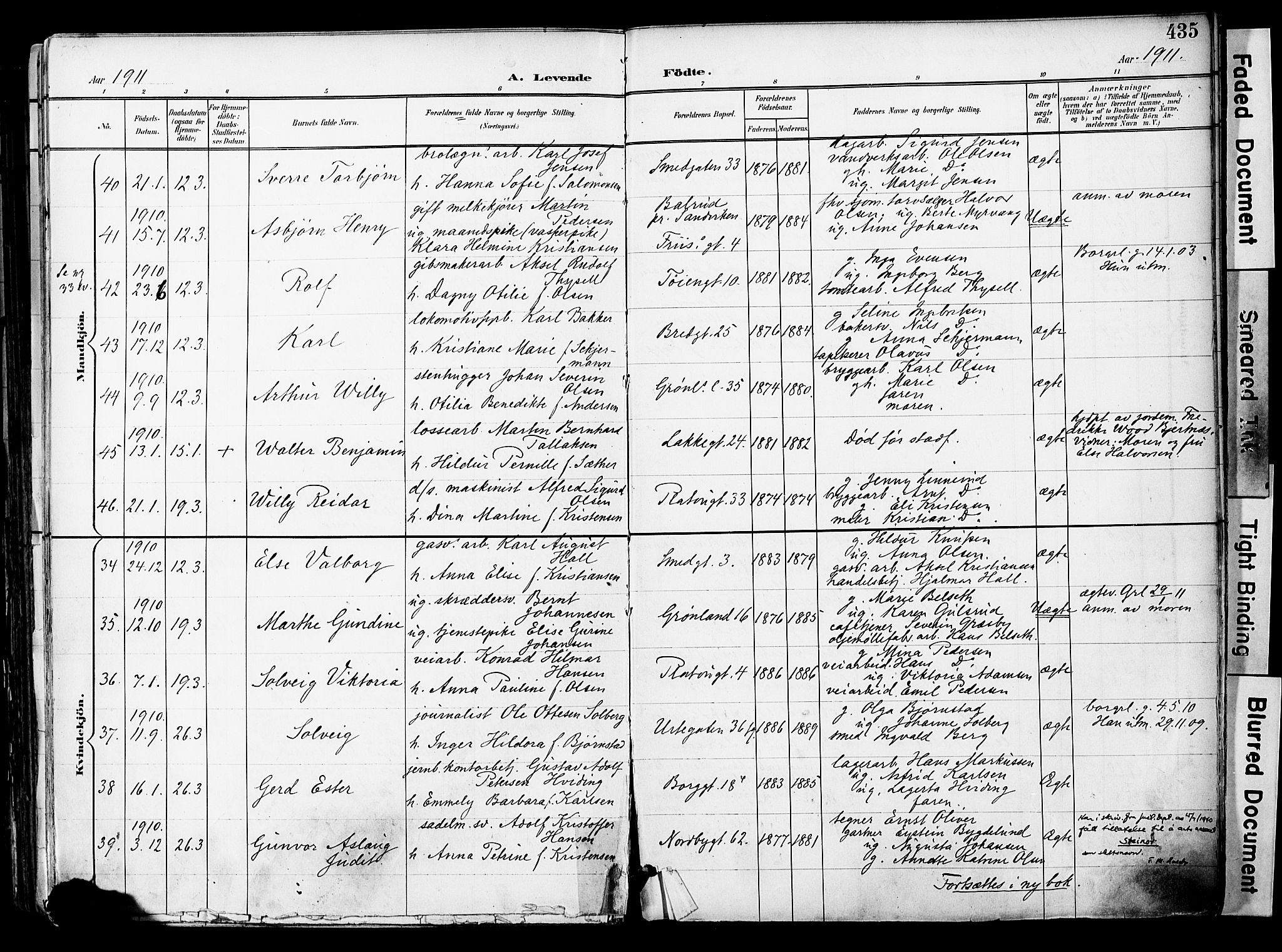 Grønland prestekontor Kirkebøker, AV/SAO-A-10848/F/Fa/L0014: Parish register (official) no. 14, 1900-1911, p. 435