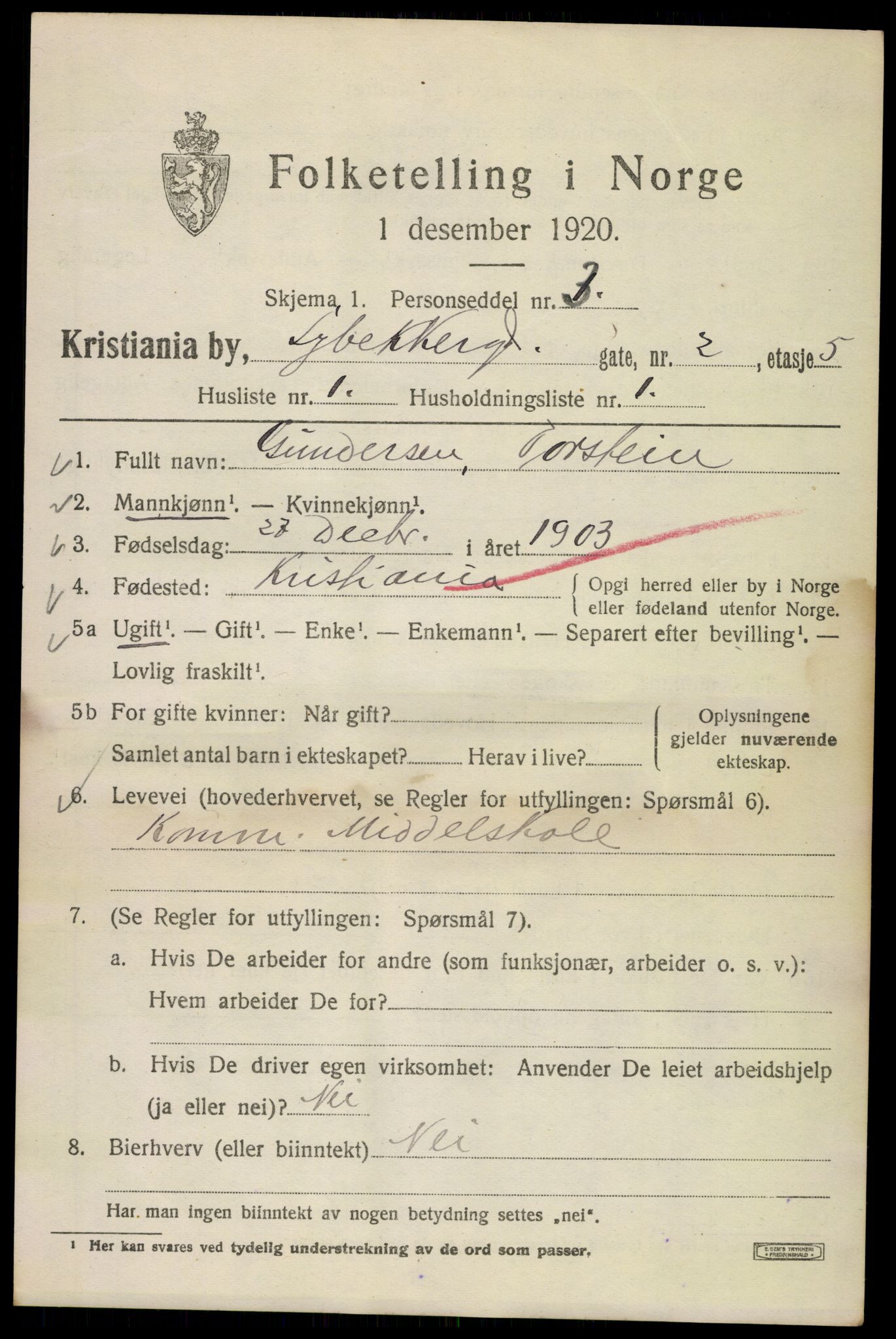 SAO, 1920 census for Kristiania, 1920, p. 366579