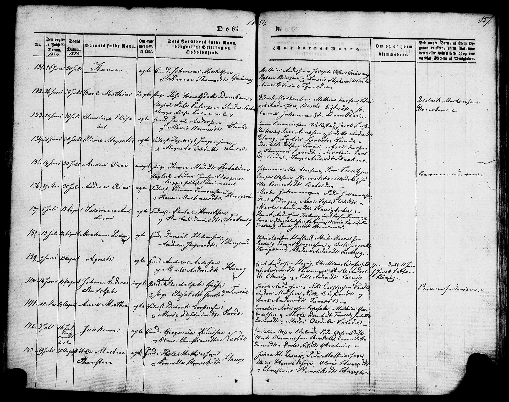 Kinn sokneprestembete, AV/SAB-A-80801/H/Haa/Haaa/L0005: Parish register (official) no. A 5, 1841-1857, p. 157