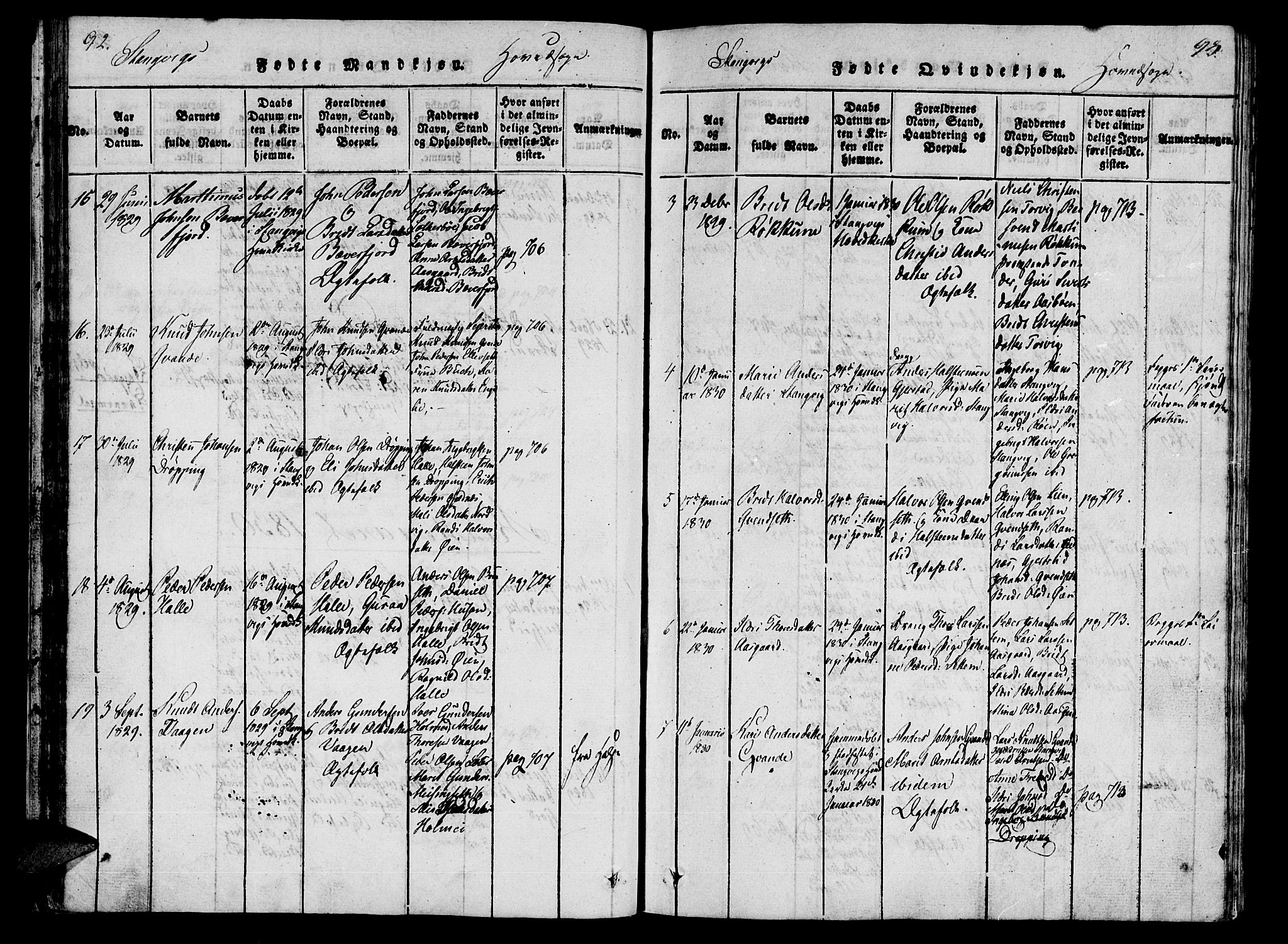 Ministerialprotokoller, klokkerbøker og fødselsregistre - Møre og Romsdal, AV/SAT-A-1454/592/L1023: Parish register (official) no. 592A02, 1820-1830, p. 92-93