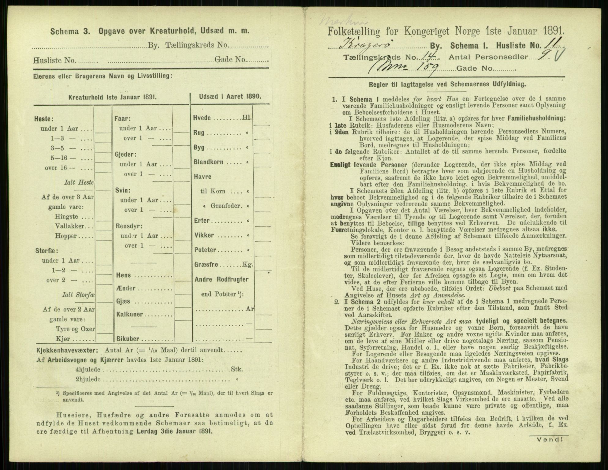 RA, 1891 census for 0801 Kragerø, 1891, p. 694