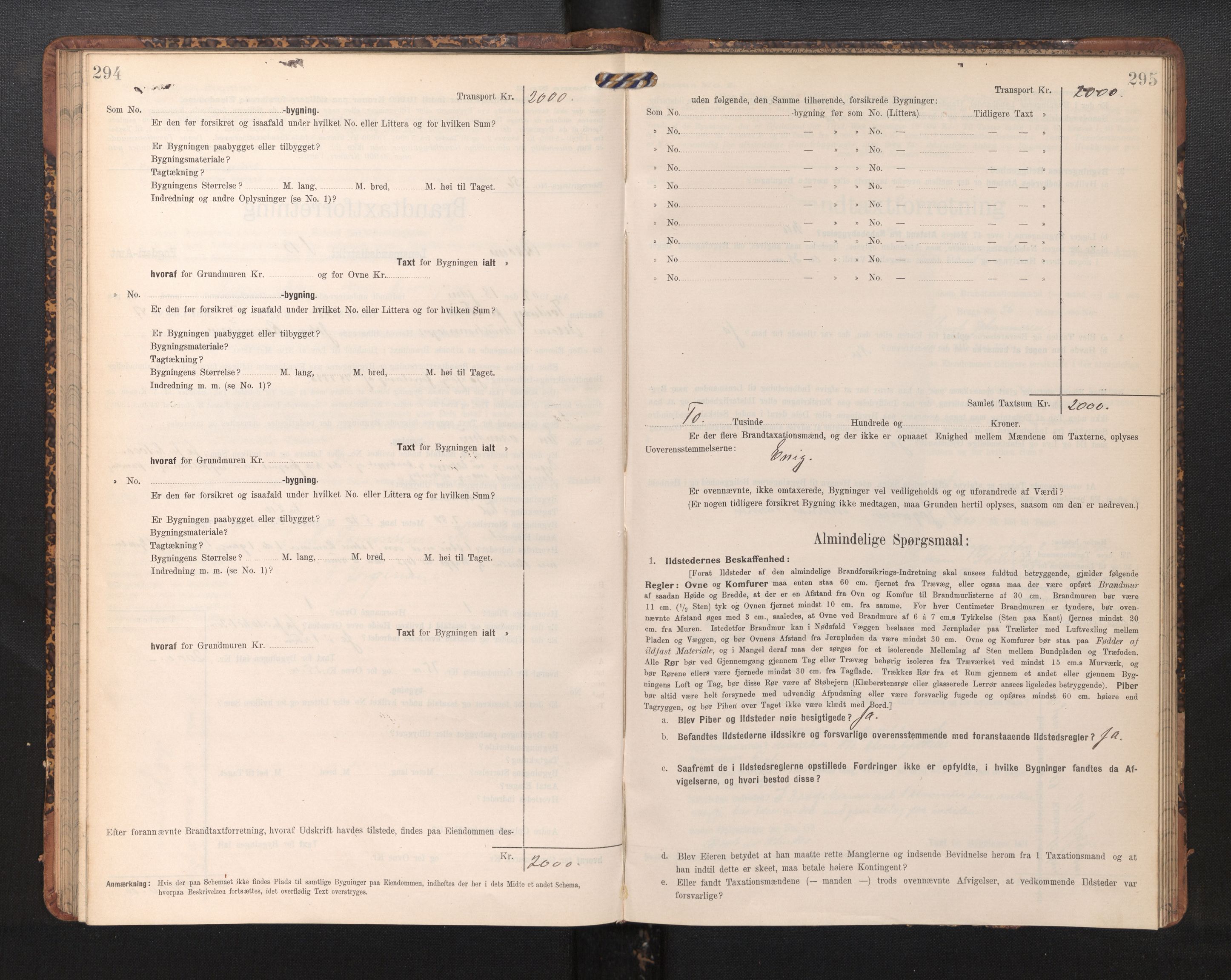 Lensmannen i Askøy, AV/SAB-A-31001/0012/L0006: Branntakstprotokoll, skjematakst, Laksevåg, 1907-1917, p. 294-295