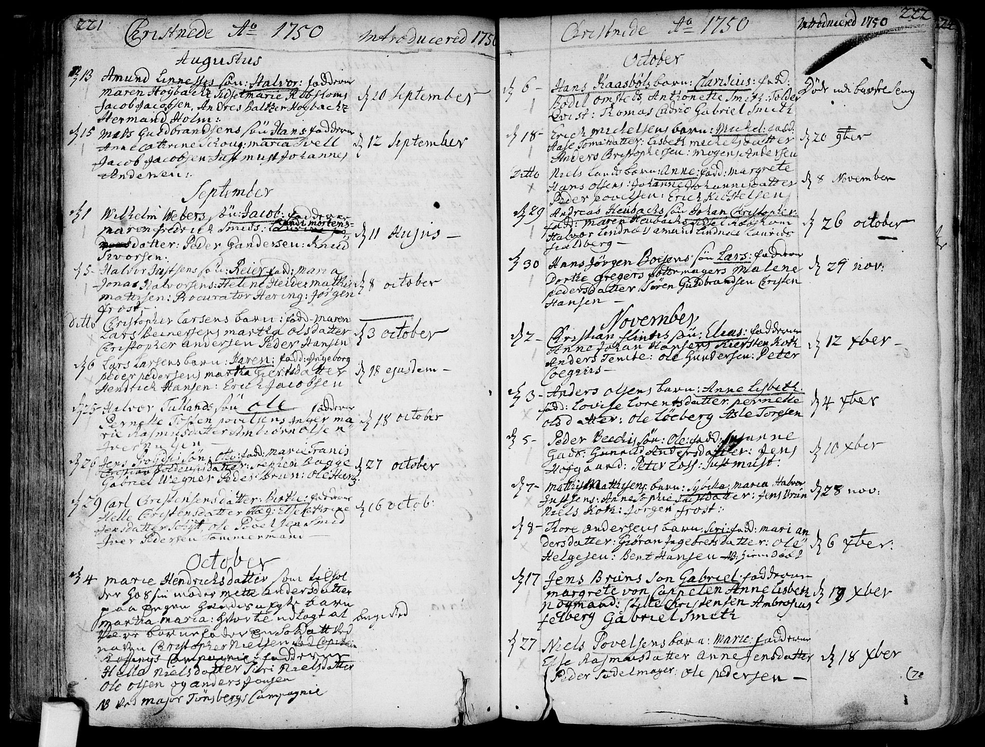 Bragernes kirkebøker, AV/SAKO-A-6/F/Fa/L0004: Parish register (official) no. I 4, 1734-1759, p. 221-222