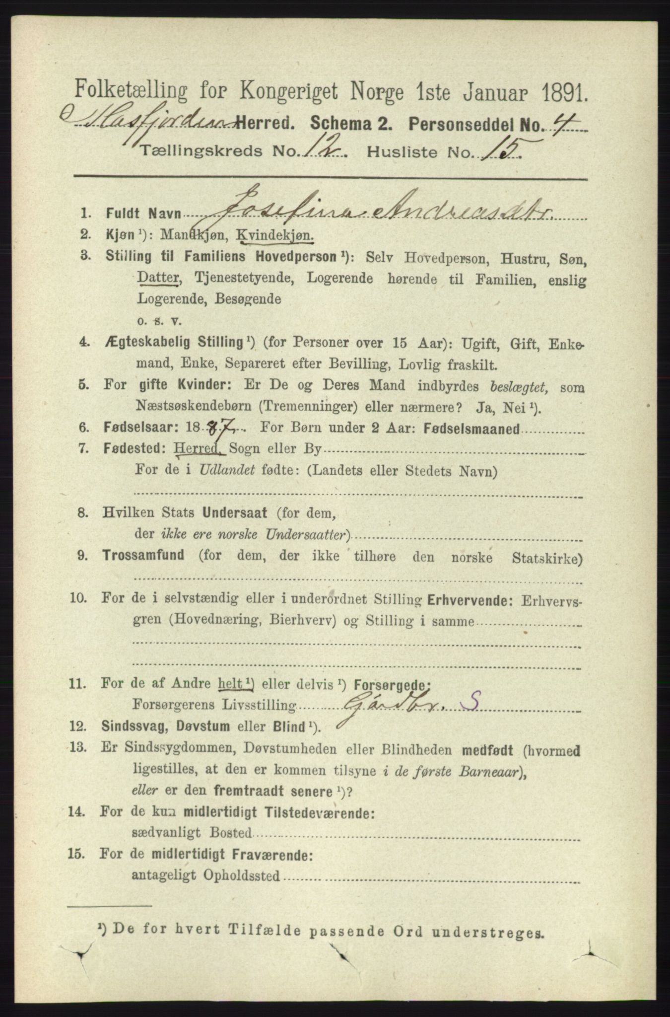 RA, 1891 census for 1266 Masfjorden, 1891, p. 2575