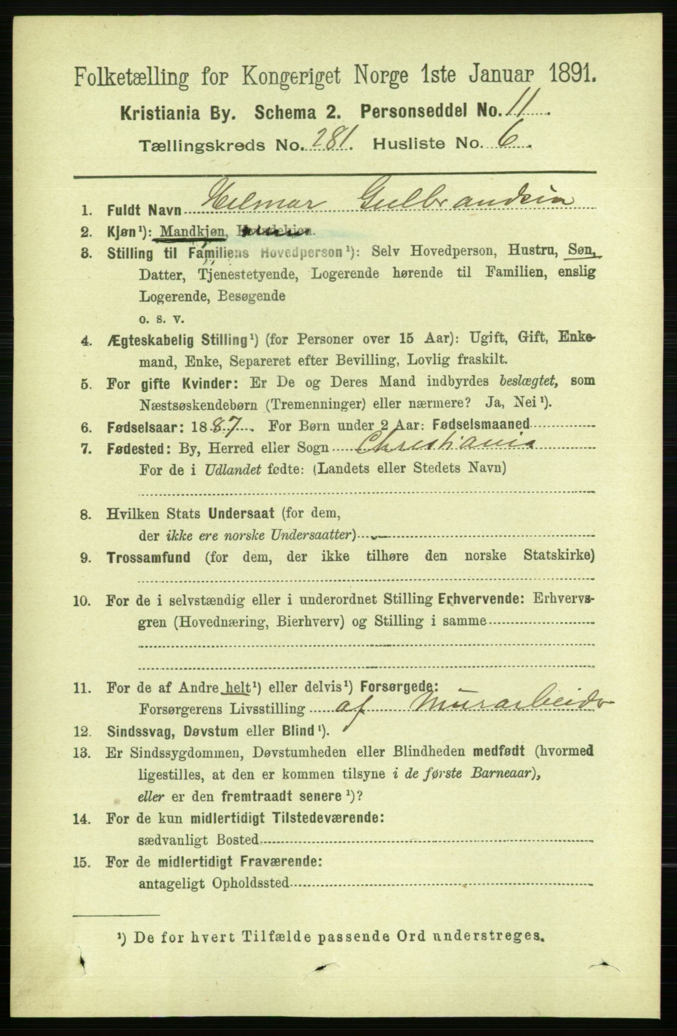 RA, 1891 census for 0301 Kristiania, 1891, p. 171008