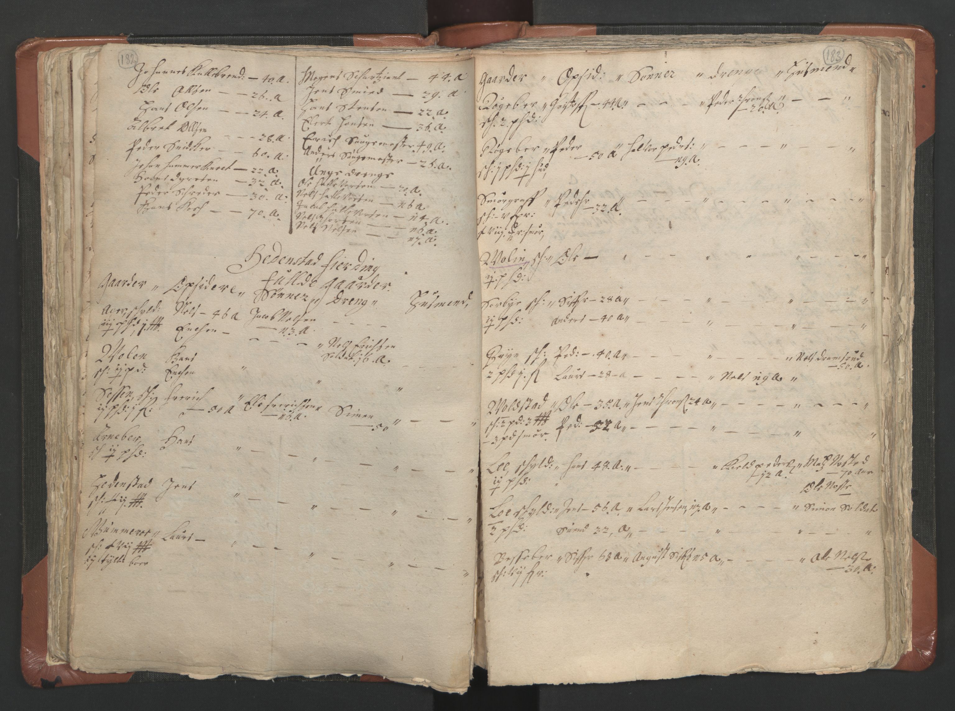 RA, Vicar's Census 1664-1666, no. 9: Bragernes deanery, 1664-1666, p. 182-183