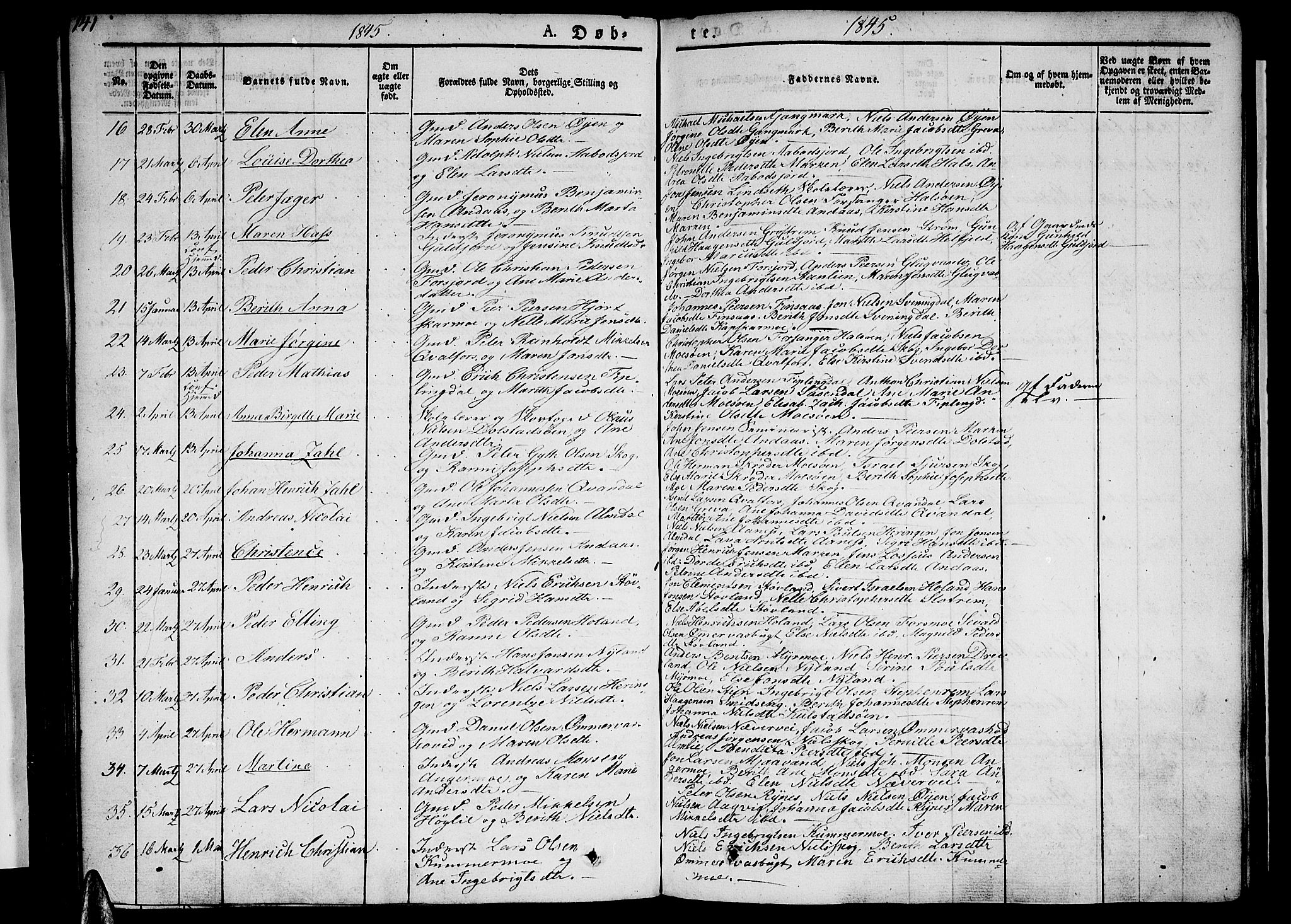 Ministerialprotokoller, klokkerbøker og fødselsregistre - Nordland, AV/SAT-A-1459/820/L0289: Parish register (official) no. 820A10, 1826-1845, p. 141