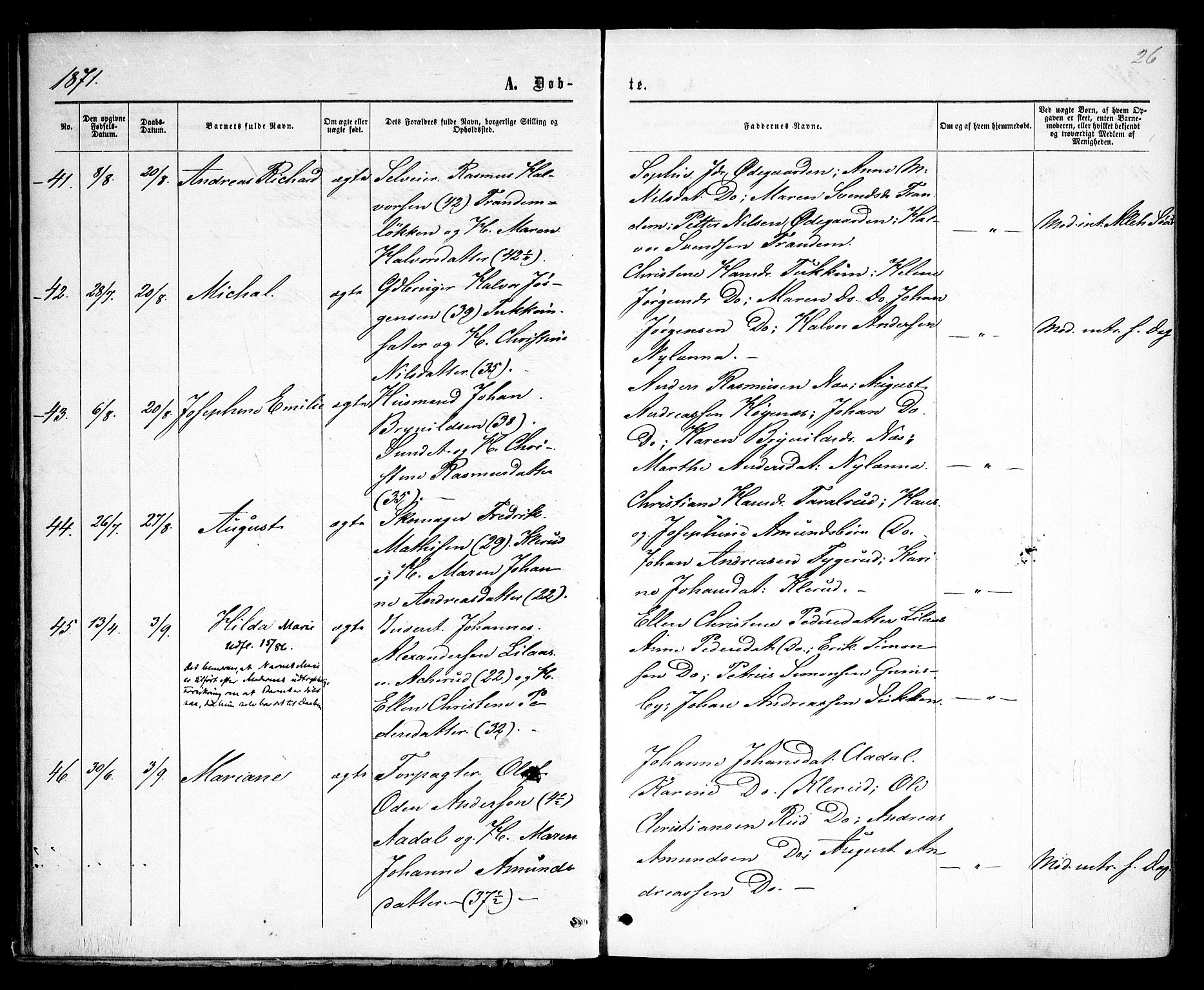 Rødenes prestekontor Kirkebøker, AV/SAO-A-2005/F/Fa/L0008: Parish register (official) no. I 8, 1869-1879, p. 26