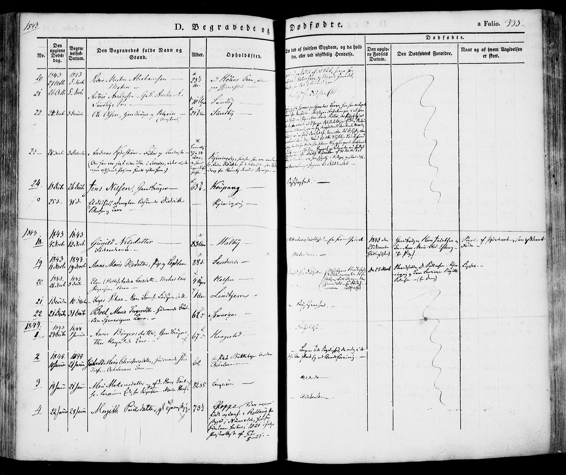 Tjølling kirkebøker, SAKO/A-60/F/Fa/L0006: Parish register (official) no. 6, 1835-1859, p. 335