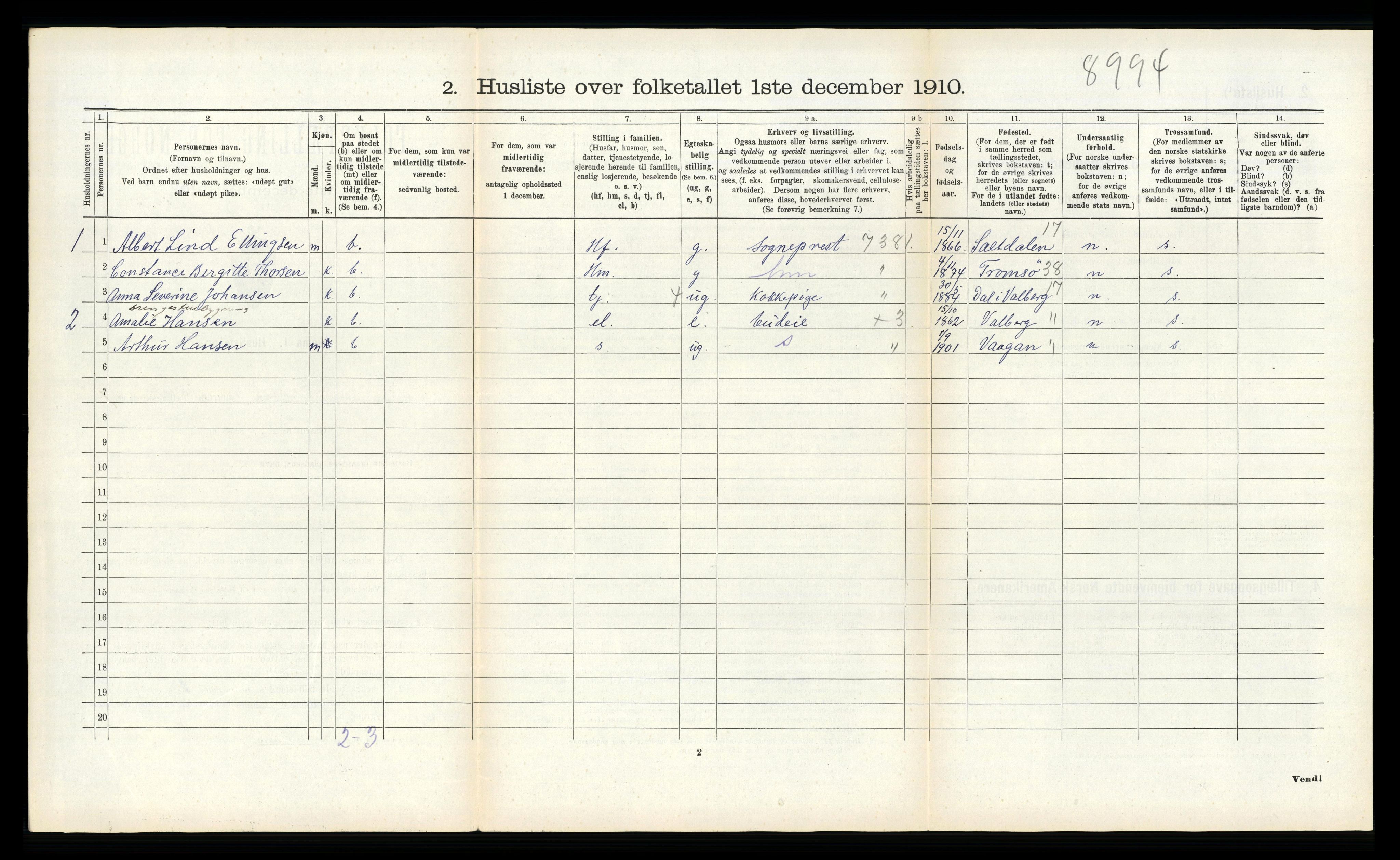 RA, 1910 census for Gimsøy, 1910, p. 464