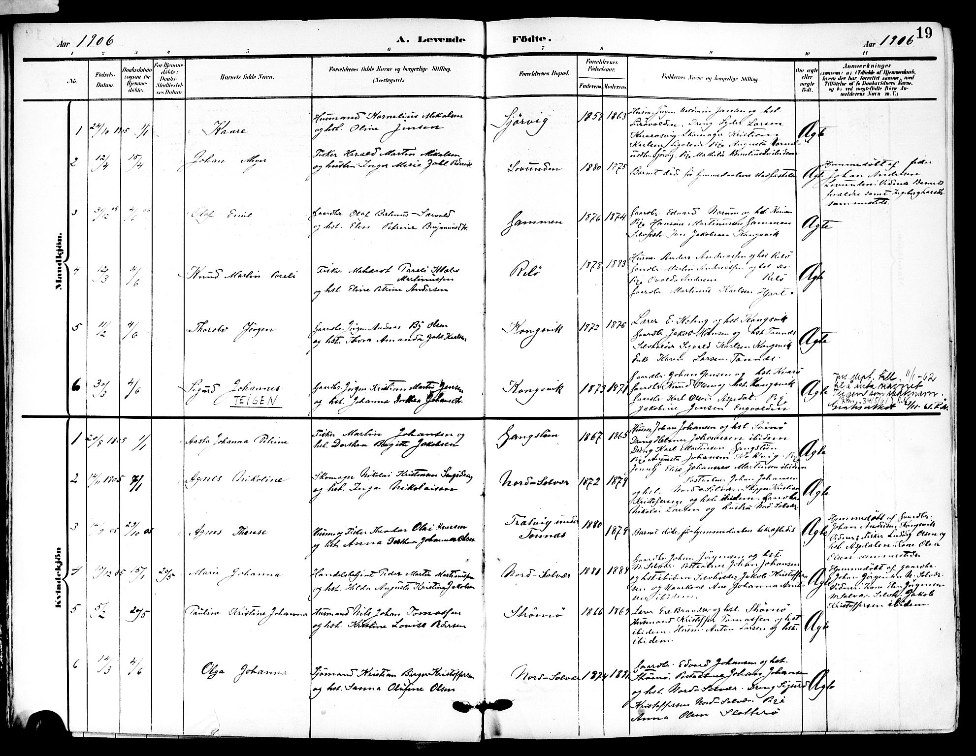 Ministerialprotokoller, klokkerbøker og fødselsregistre - Nordland, SAT/A-1459/839/L0569: Parish register (official) no. 839A06, 1903-1922, p. 19