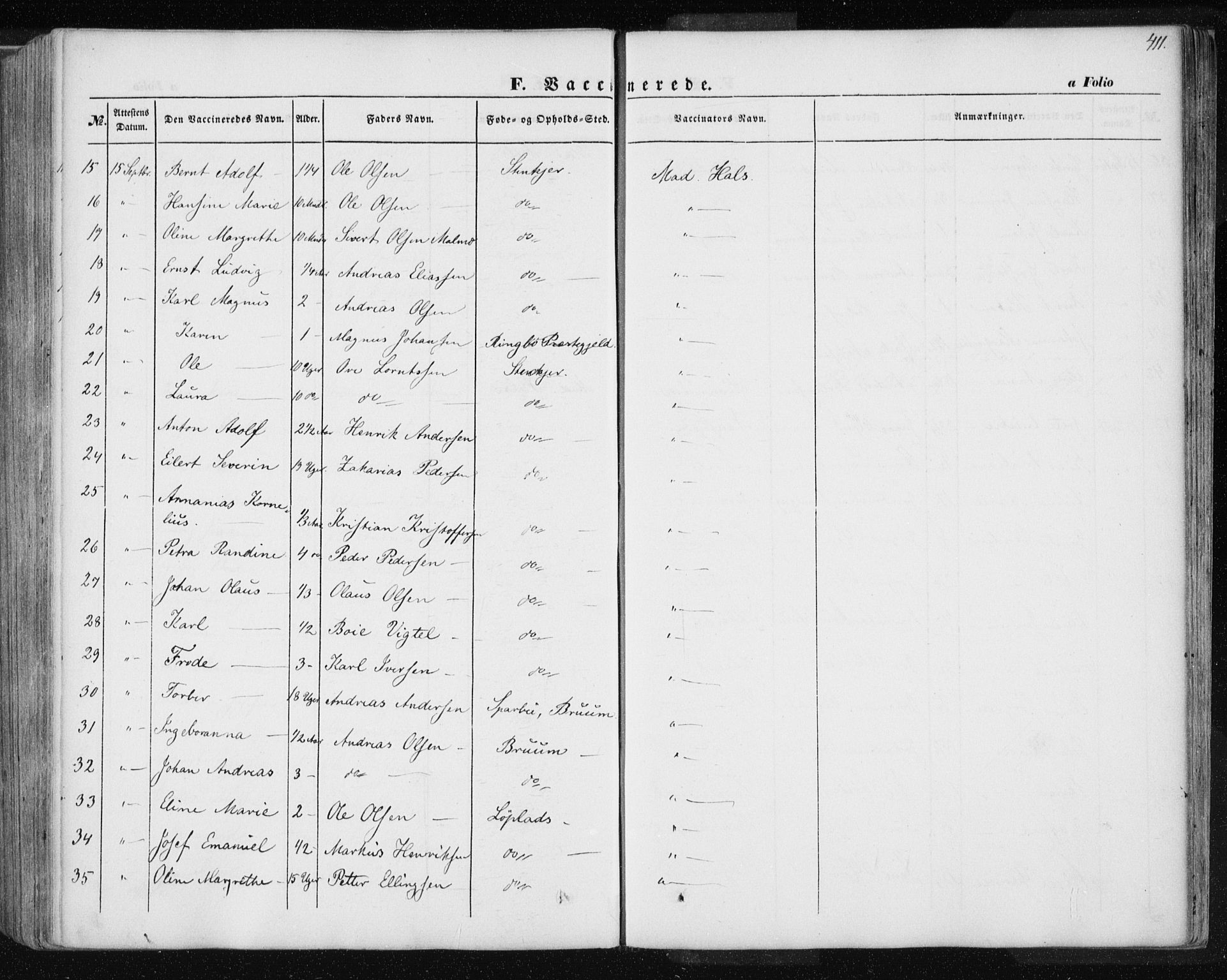 Ministerialprotokoller, klokkerbøker og fødselsregistre - Nord-Trøndelag, SAT/A-1458/735/L0342: Parish register (official) no. 735A07 /1, 1849-1862, p. 411