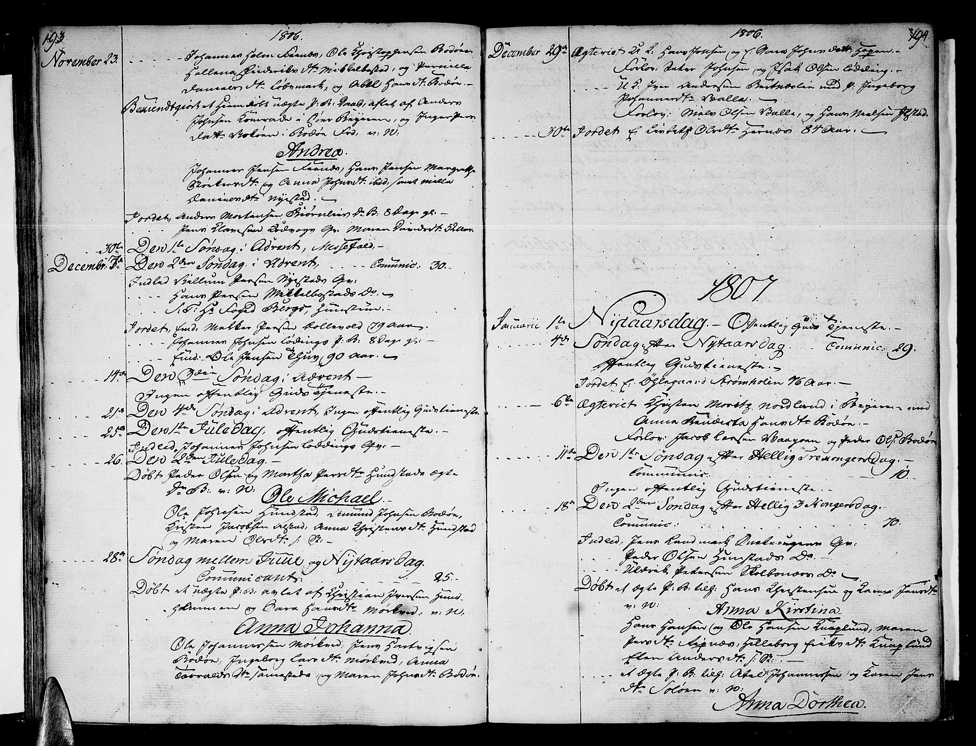Ministerialprotokoller, klokkerbøker og fødselsregistre - Nordland, SAT/A-1459/801/L0004: Parish register (official) no. 801A04, 1796-1817, p. 193-194