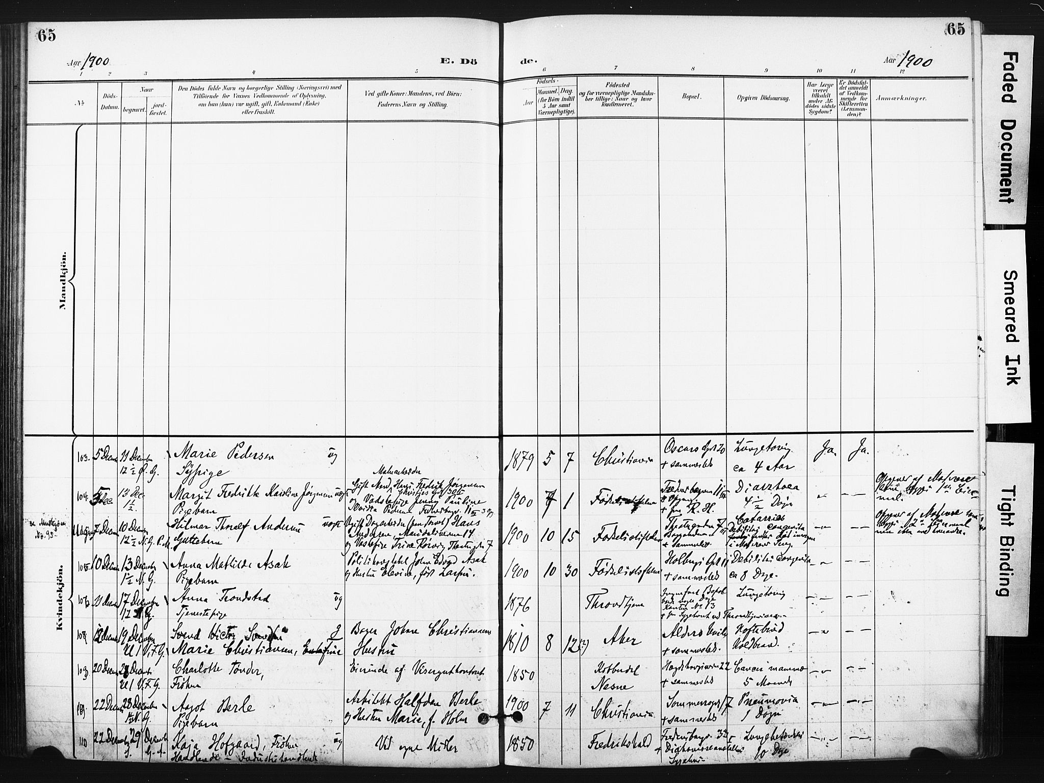 Trefoldighet prestekontor Kirkebøker, AV/SAO-A-10882/F/Fd/L0004: Parish register (official) no. IV 4, 1897-1912, p. 65