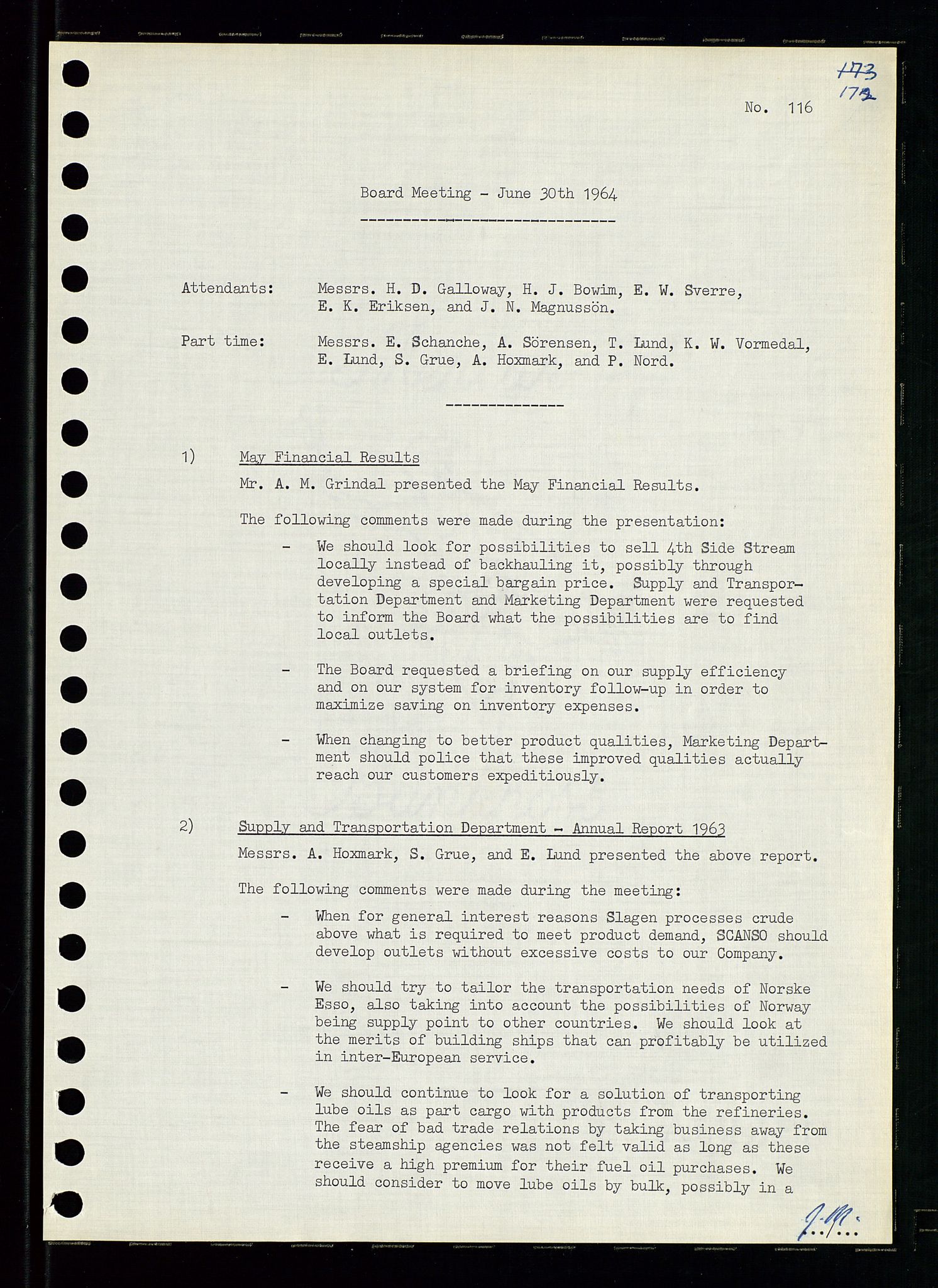 Pa 0982 - Esso Norge A/S, SAST/A-100448/A/Aa/L0001/0004: Den administrerende direksjon Board minutes (styrereferater) / Den administrerende direksjon Board minutes (styrereferater), 1963-1964, p. 89