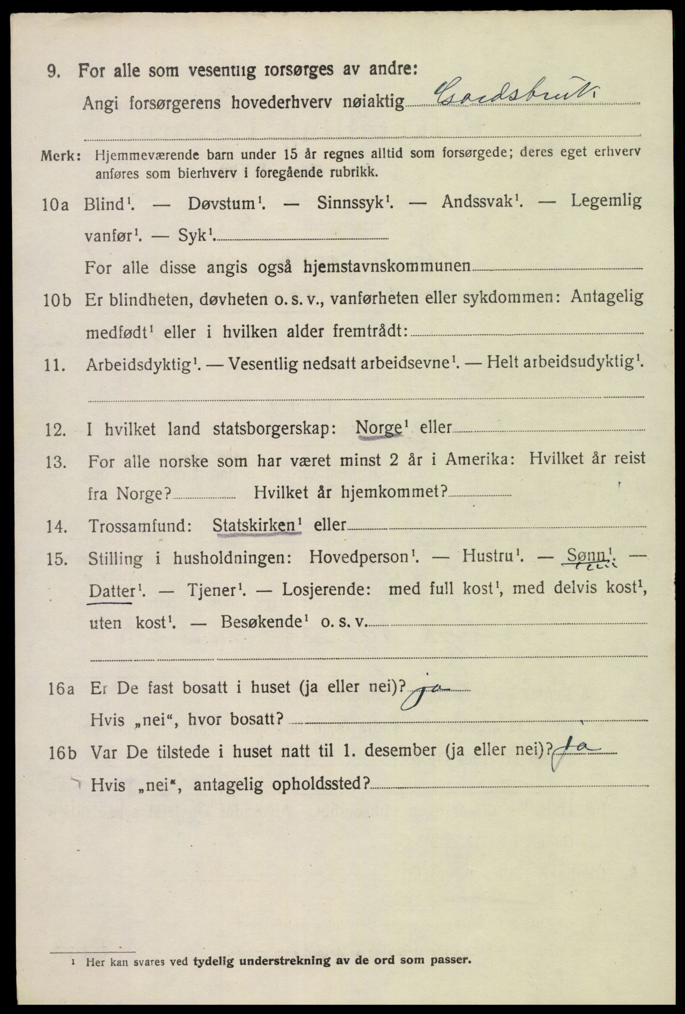 SAK, 1920 census for Bykle, 1920, p. 574