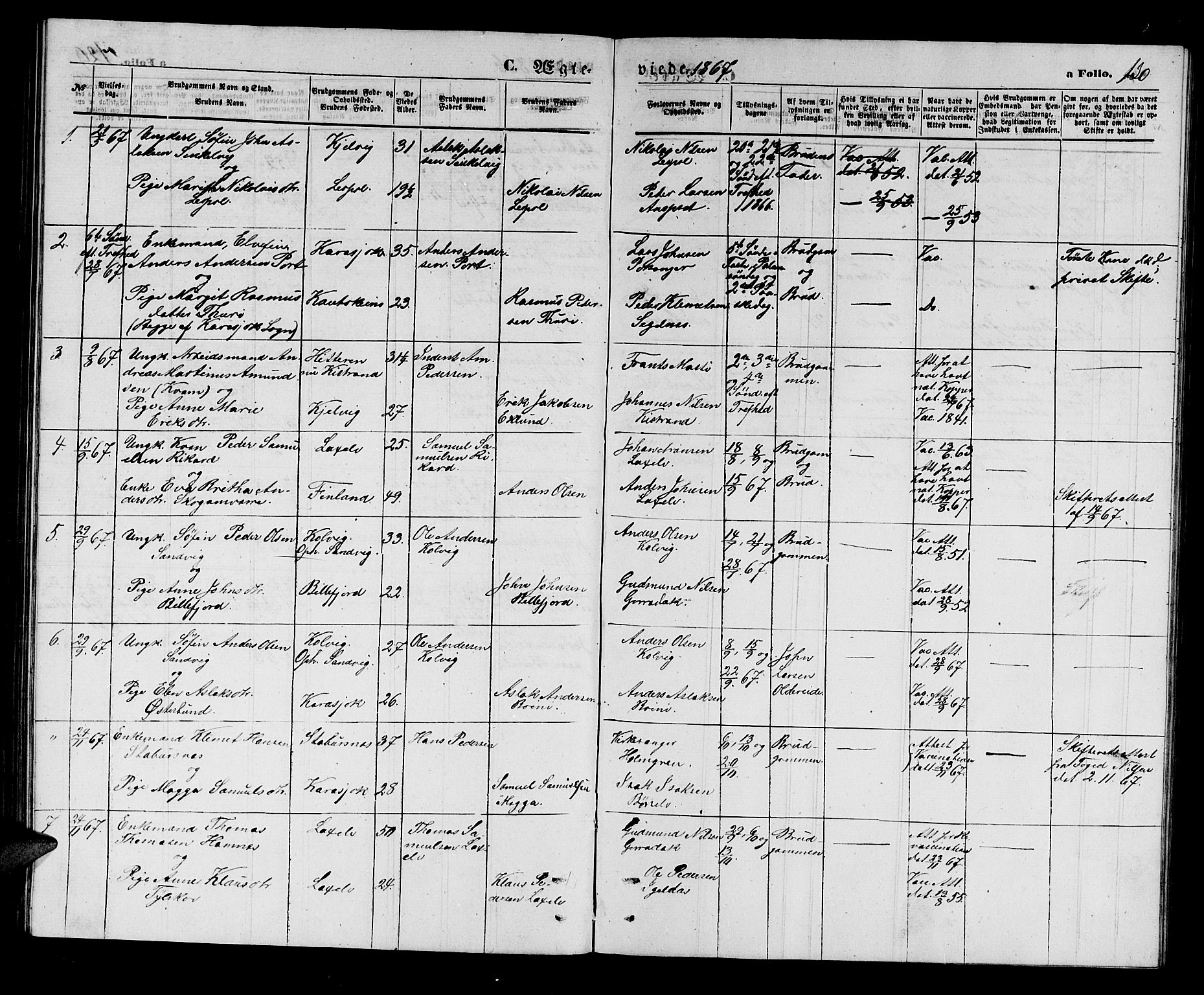 Kistrand/Porsanger sokneprestembete, SATØ/S-1351/H/Hb/L0002.klokk: Parish register (copy) no. 2, 1862-1873, p. 130