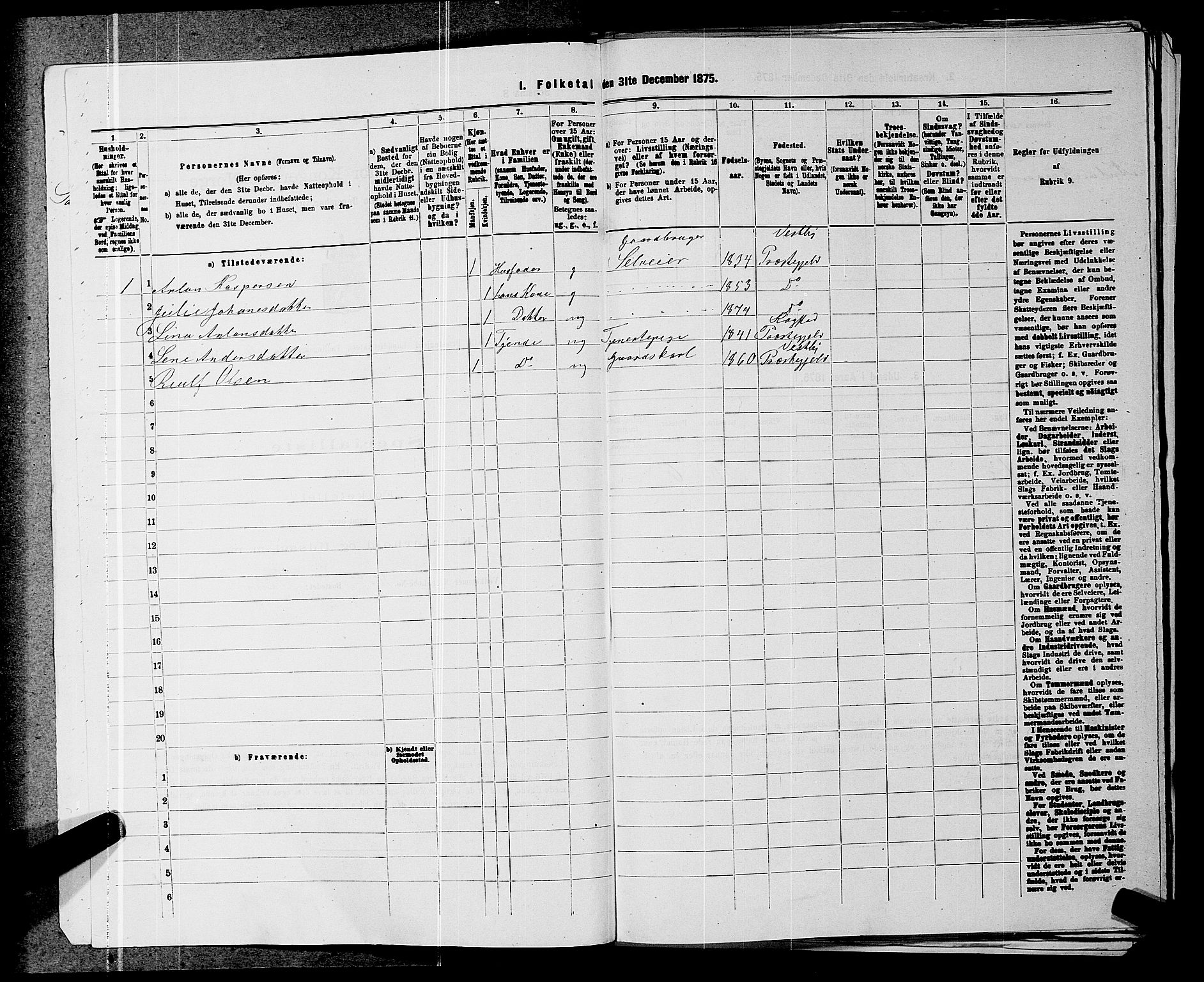 RA, 1875 census for 0211L Vestby/Vestby, Garder og Såner, 1875, p. 899