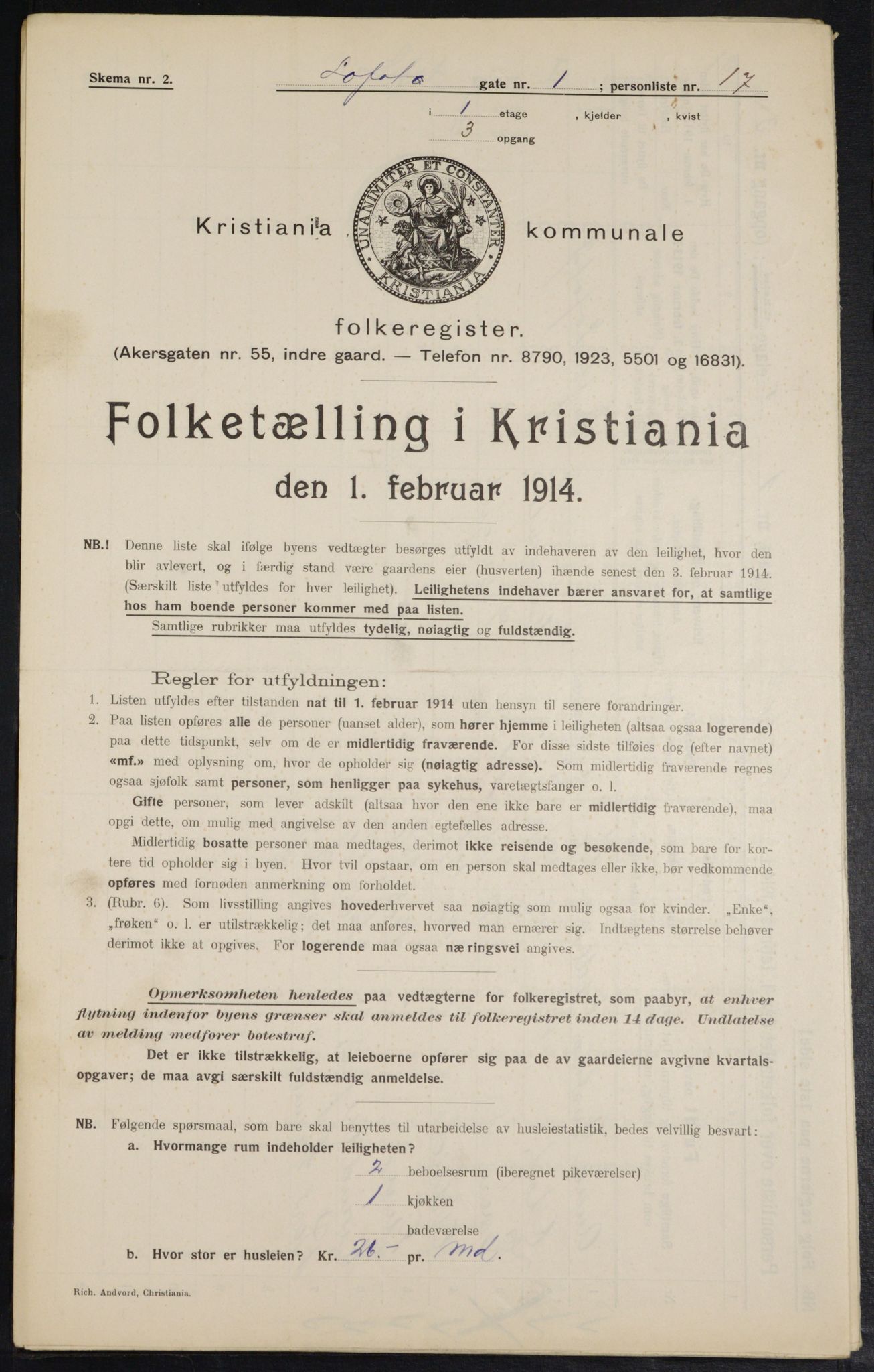 OBA, Municipal Census 1914 for Kristiania, 1914, p. 58272