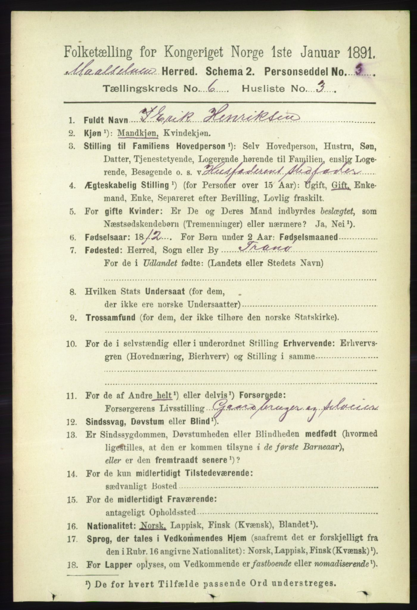 RA, 1891 census for 1924 Målselv, 1891, p. 2053