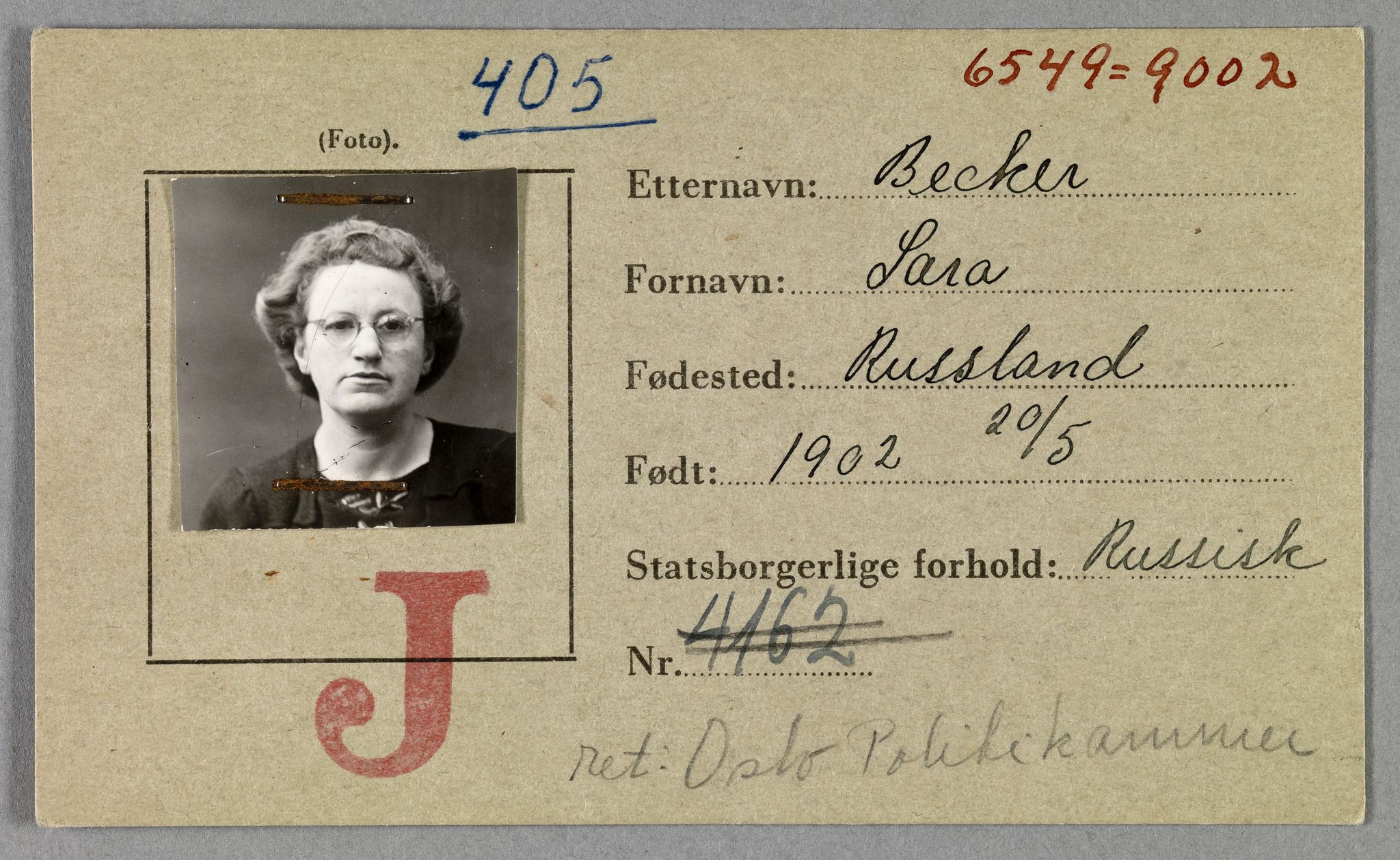 Sosialdepartementet, Våre Falne, RA/S-1708/E/Ee/L0021A: Fotografier av jøder på legitimasjonskort (1941-42), 1941-1942, p. 25