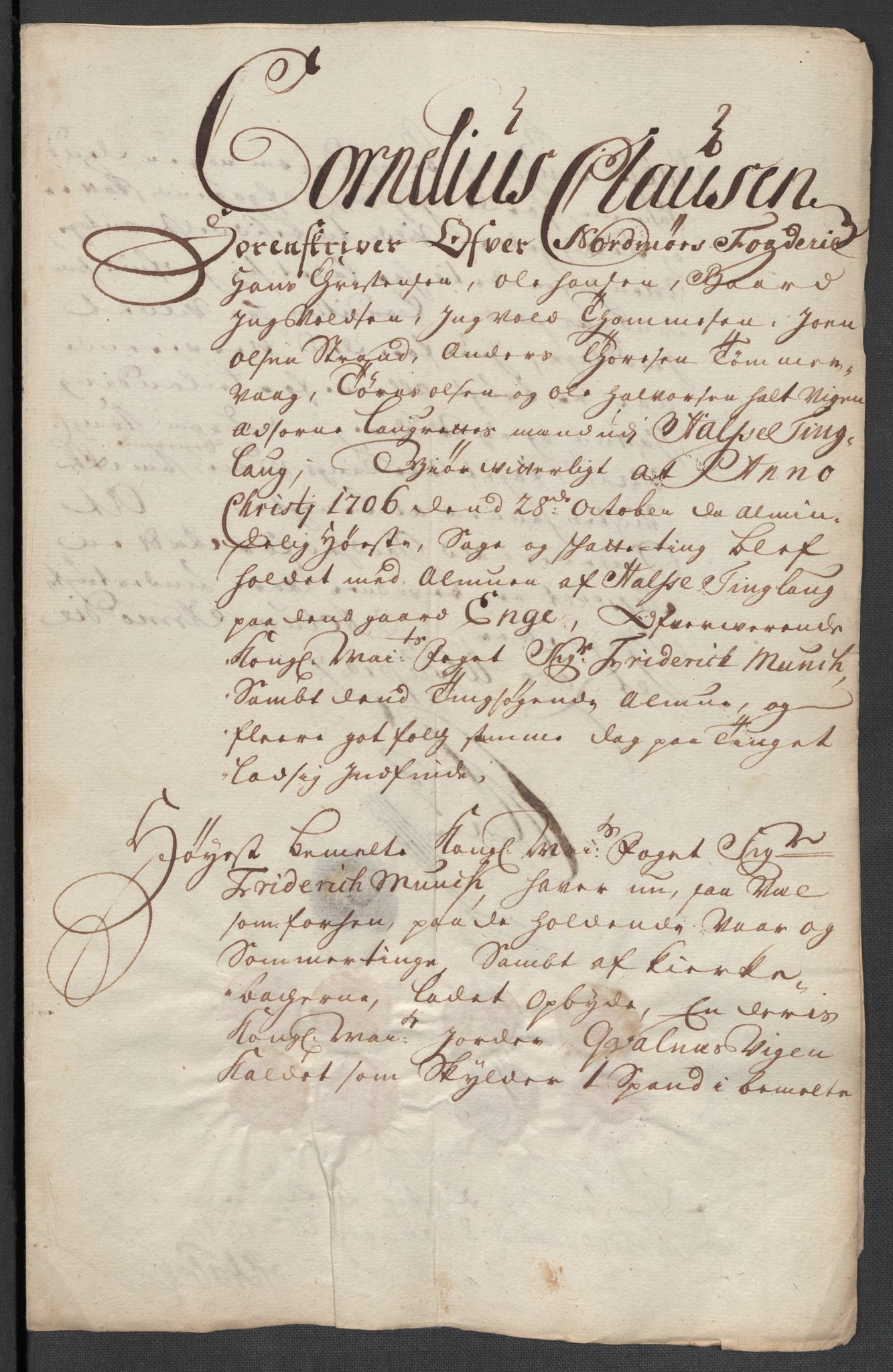 Rentekammeret inntil 1814, Reviderte regnskaper, Fogderegnskap, AV/RA-EA-4092/R56/L3742: Fogderegnskap Nordmøre, 1706-1707, p. 149