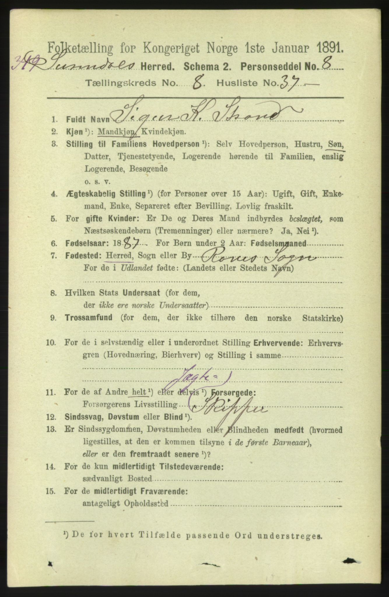 RA, 1891 census for 1566 Surnadal, 1891, p. 2312