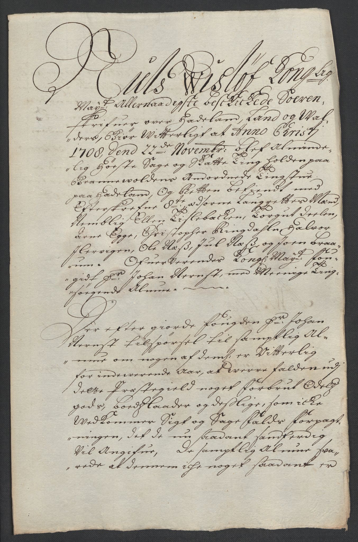 Rentekammeret inntil 1814, Reviderte regnskaper, Fogderegnskap, AV/RA-EA-4092/R18/L1305: Fogderegnskap Hadeland, Toten og Valdres, 1707-1708, p. 435