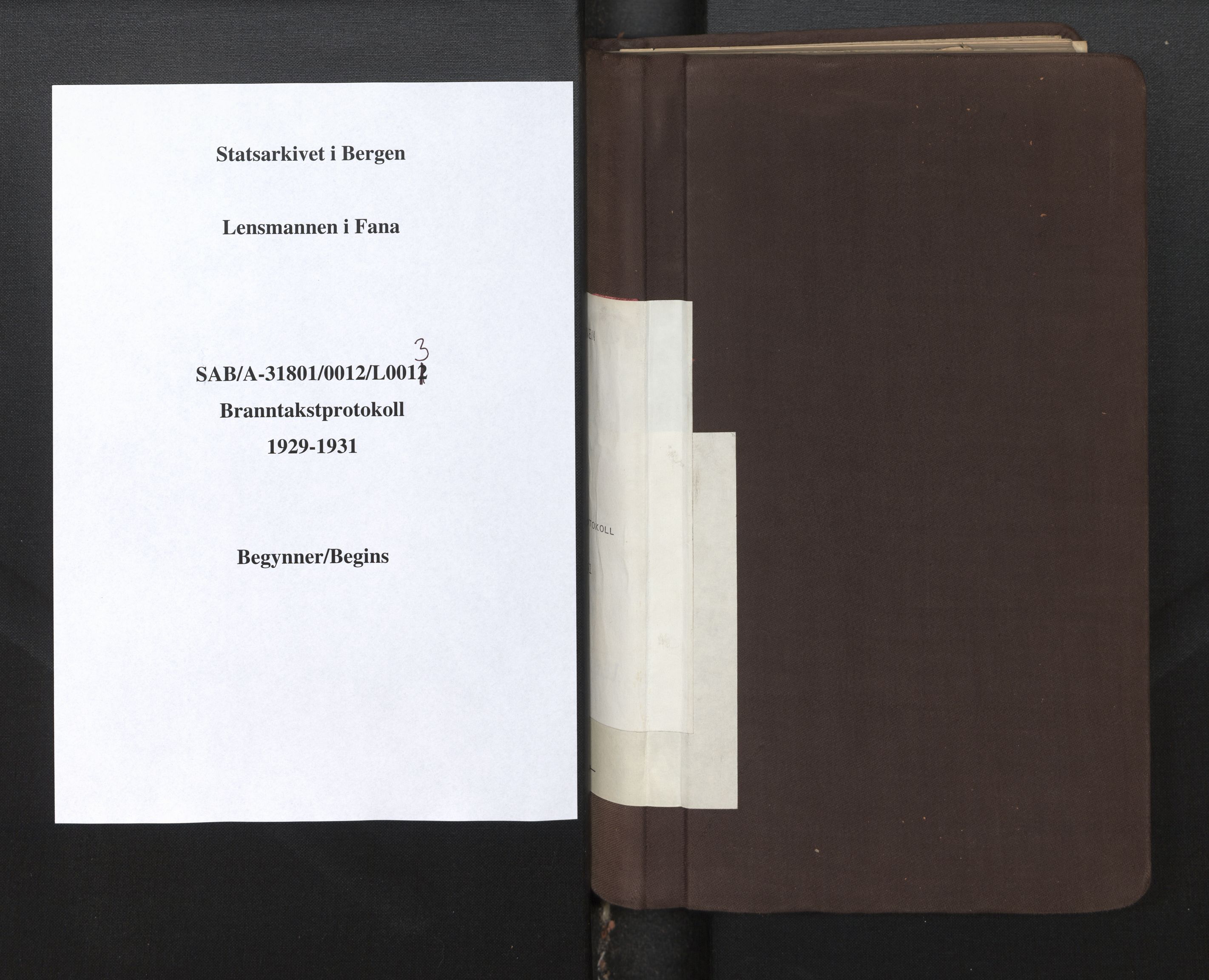 Lensmannen i Fana, AV/SAB-A-31801/0012/L0013: Branntakstprotokoll, 1929-1931