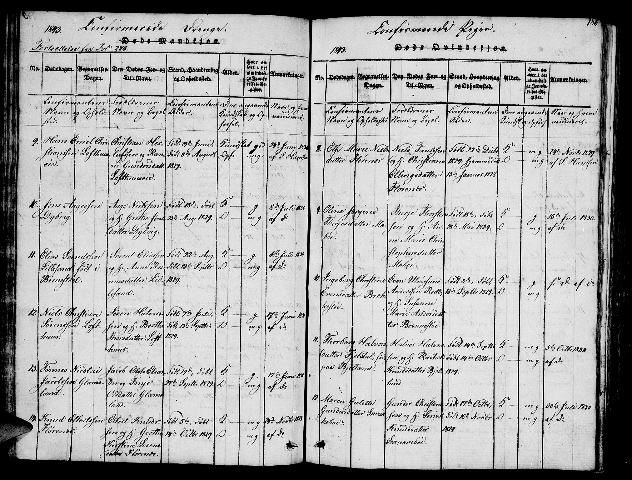 Vestre Moland sokneprestkontor, SAK/1111-0046/F/Fb/Fbb/L0001: Parish register (copy) no. B 1, 1816-1851, p. 146