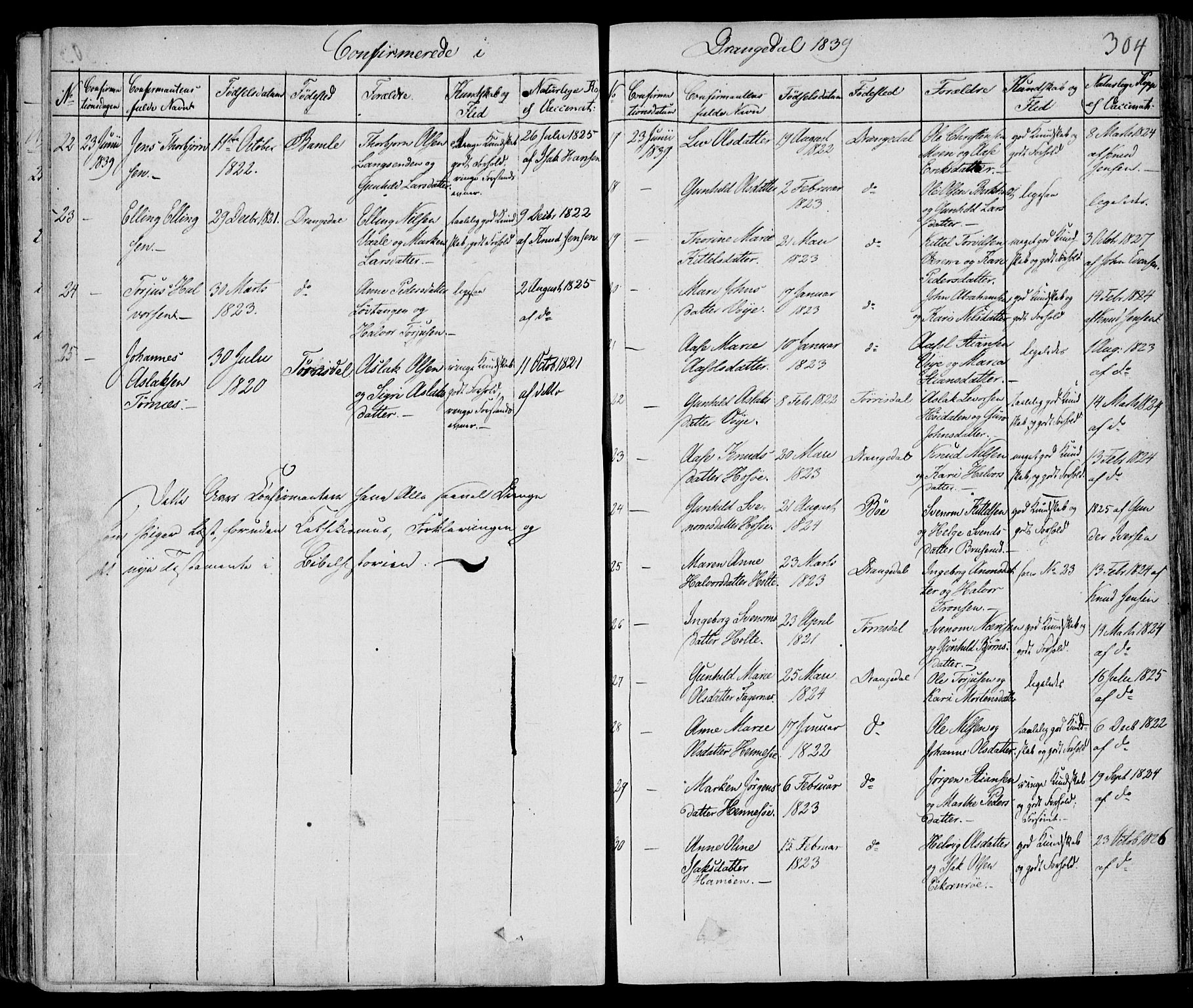 Drangedal kirkebøker, AV/SAKO-A-258/F/Fa/L0007a: Parish register (official) no. 7a, 1837-1856, p. 304