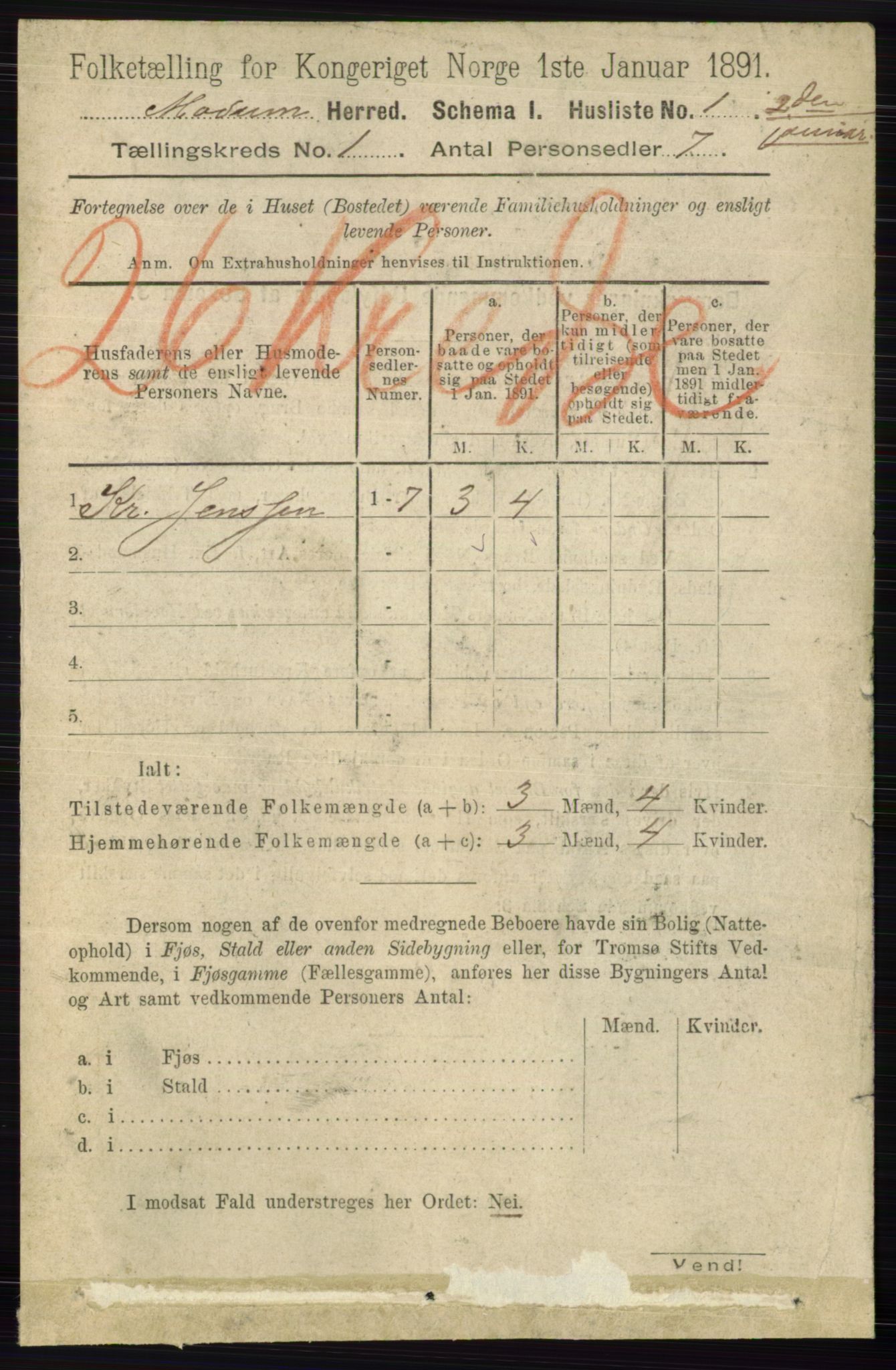 RA, 1891 census for 0623 Modum, 1891, p. 64